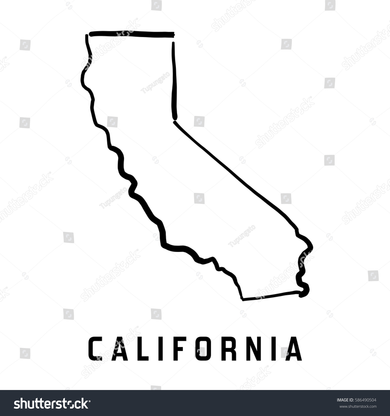 California State Map Outline Smooth Simplified Stock Vector Royalty Free 586490504 Shutterstock 5891