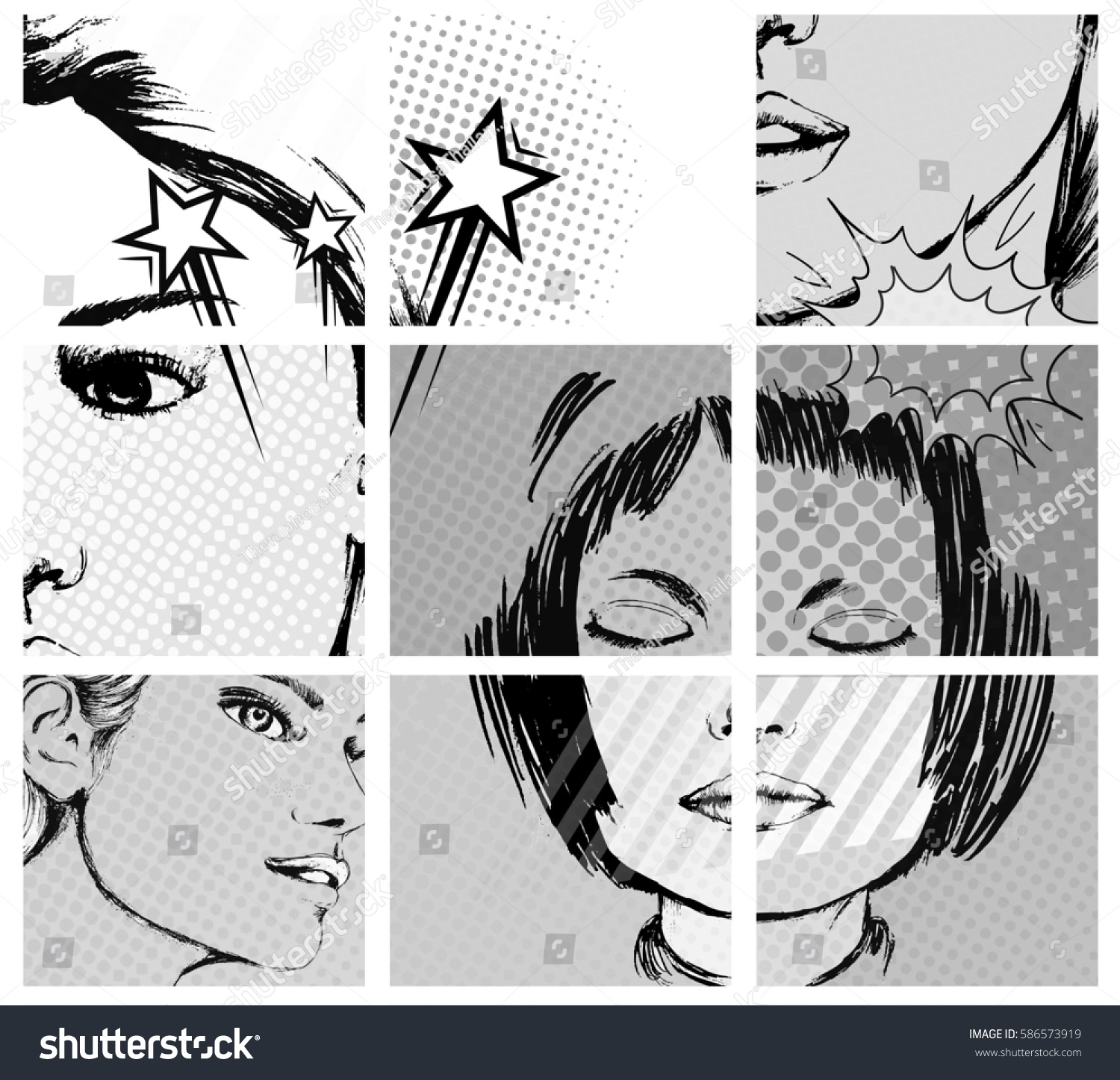 Collection Pop Art Womanmodern Pop Art Stock Illustration 586573919 ...