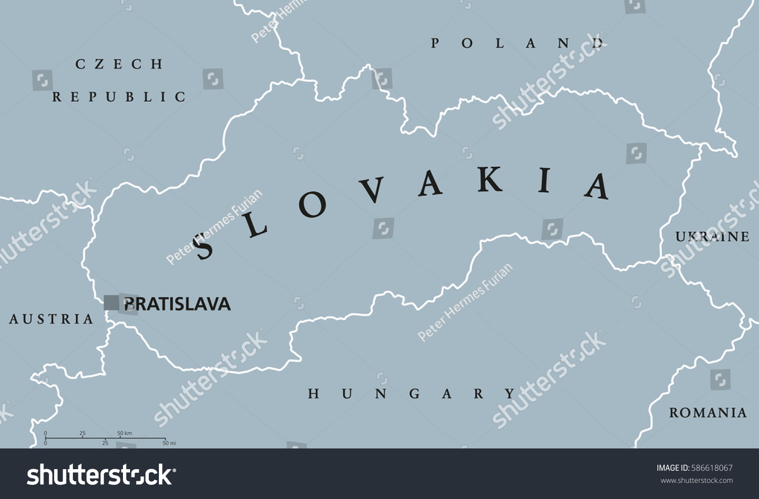 Slovakia Political Map Capital Bratislava National Stock Vector ...