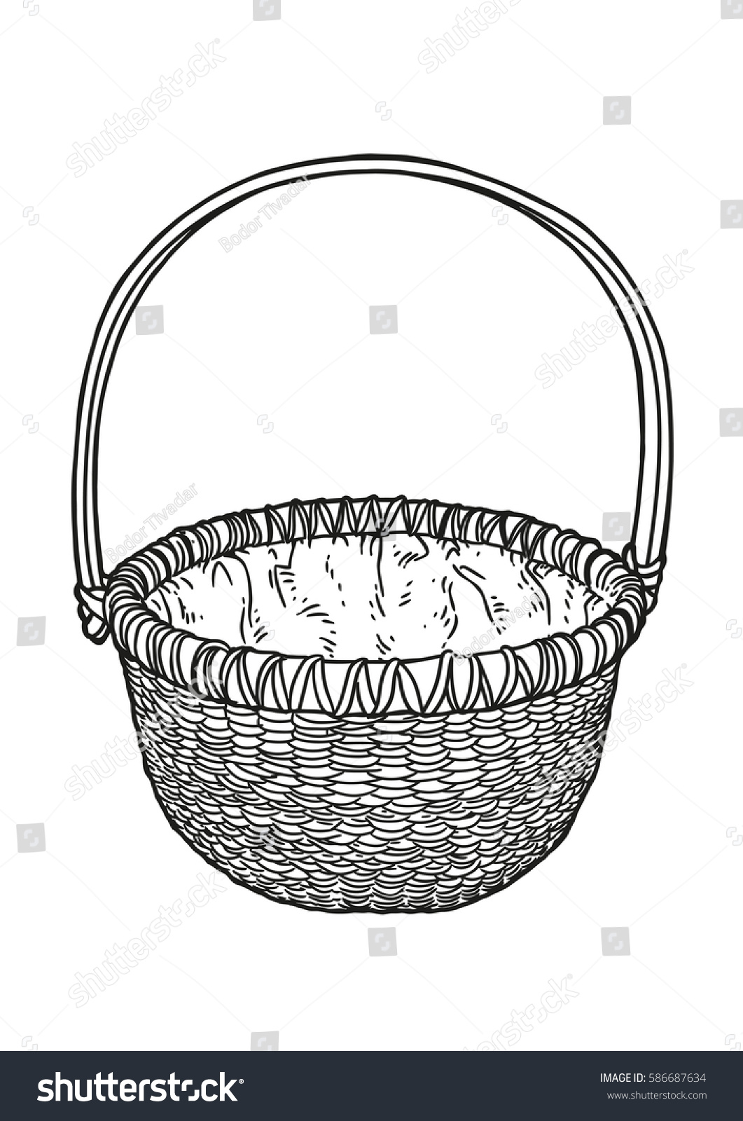 Basket Illustration Drawing Engraving Line Art Stock Vector (royalty 