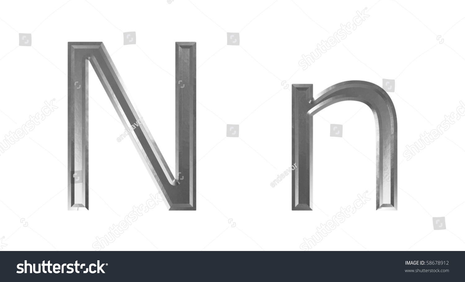 Upper Lower Case Letter N Steel Stock Illustration 58678912 