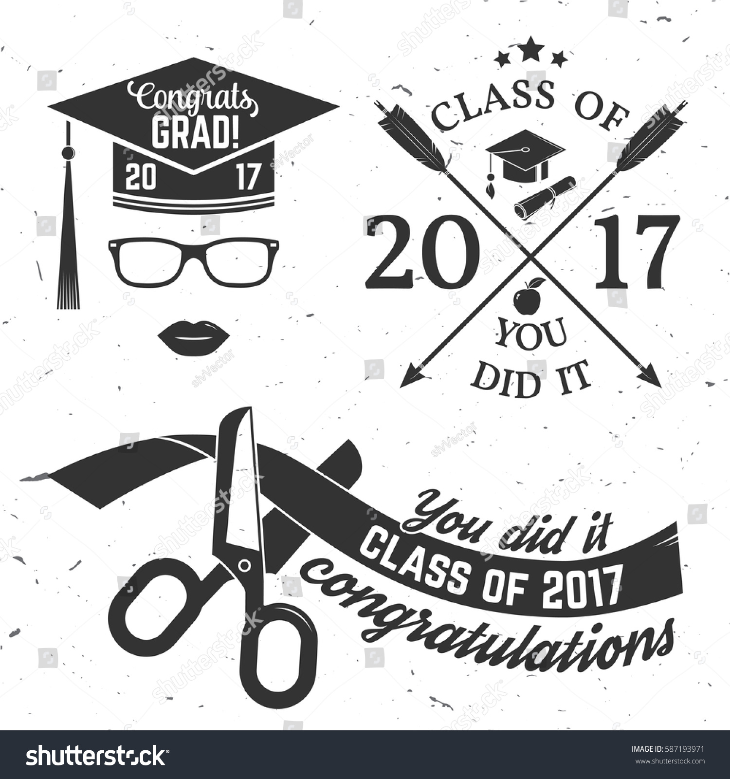 Set Vector Congratulations Graduates Class 2017 Stock Vector (Royalty ...