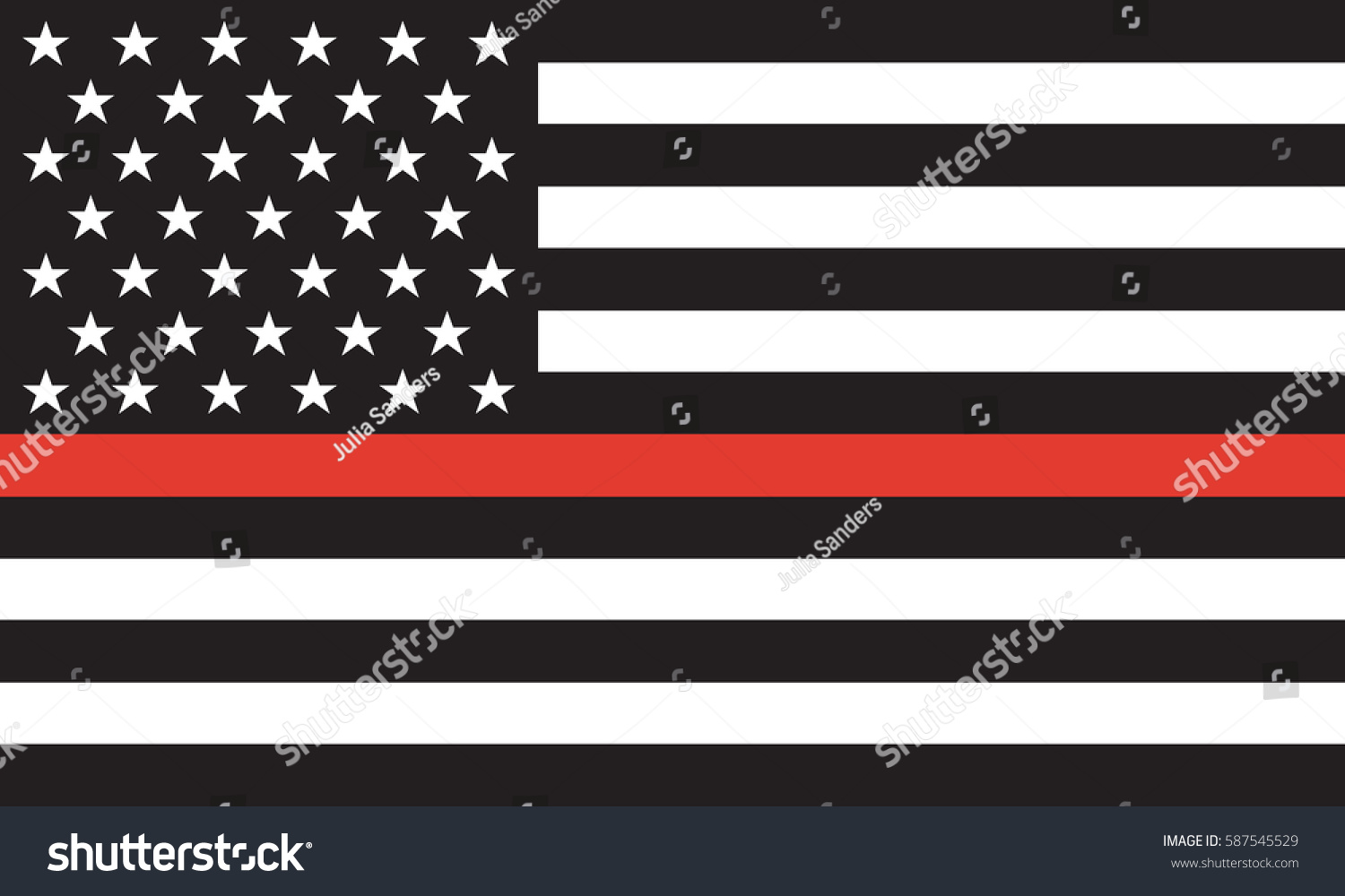 Thin Red Line Firefighter Flag Vector Stock Vector (Royalty Free ...