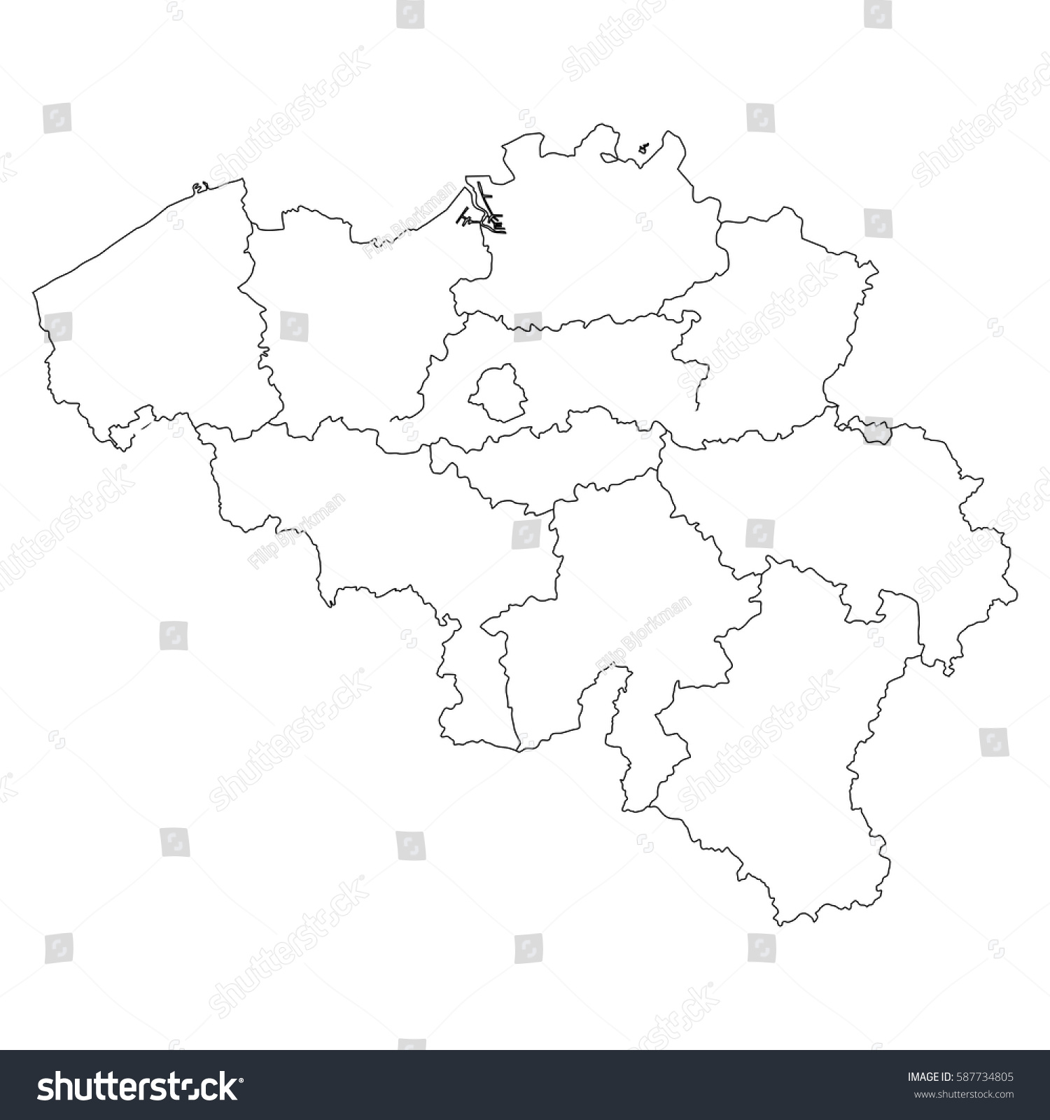 High Detailed Vector Map Countiesregionsstates Belgium Stock Vector ...