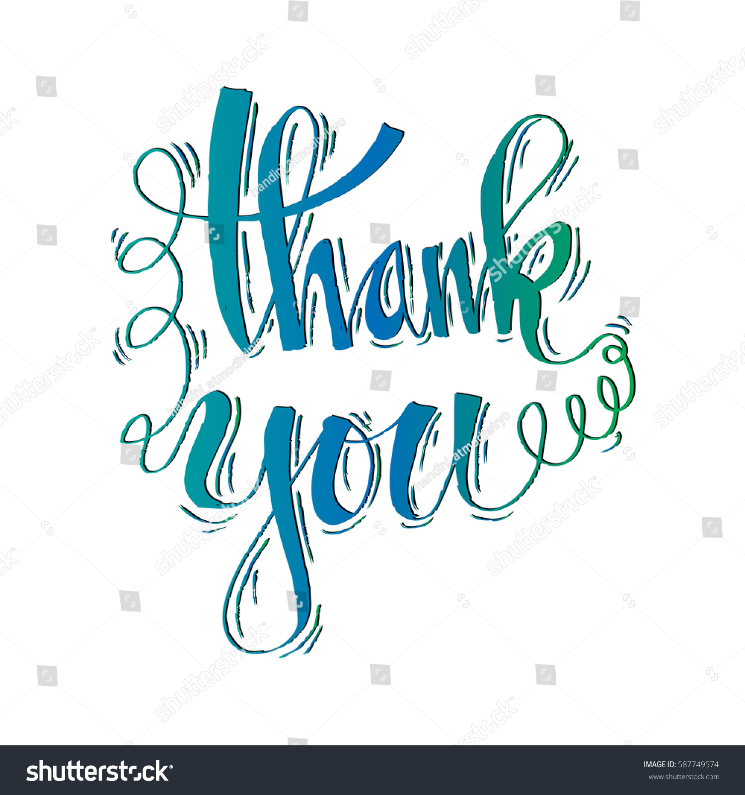 Thank You Hand Lettering Stock Vector (Royalty Free) 587749574 ...