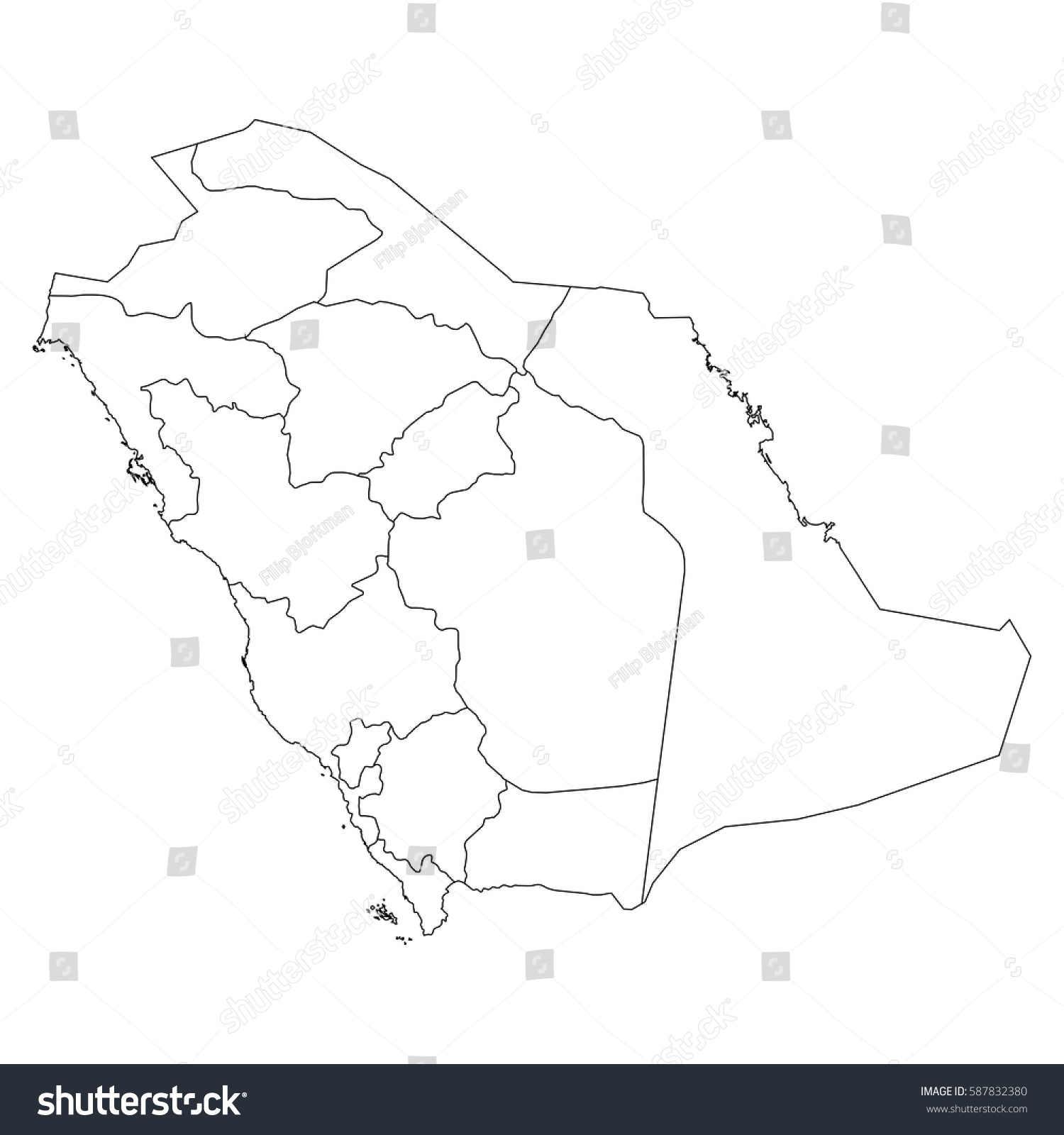 High Detailed Vector Map Countiesregionsstates Saudi Stock Vector ...