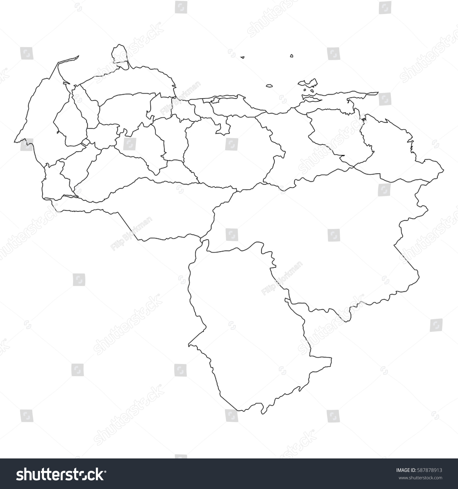 High Detailed Vector Map Countiesregionsstates Venezuela Stock Vector ...