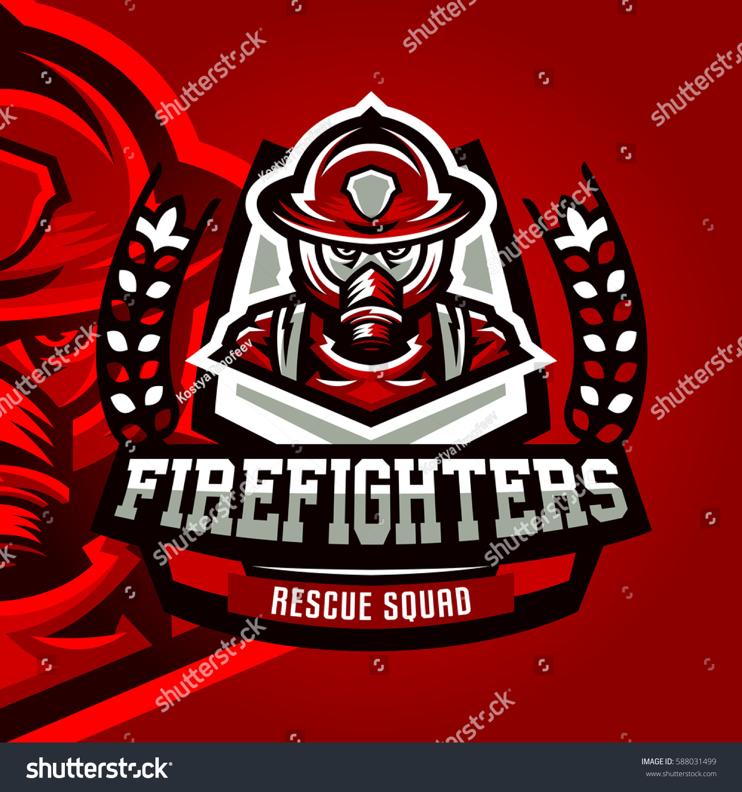 Colorful Logo Emblem Sticker Firefighter Uniform Stock Vector (Royalty ...