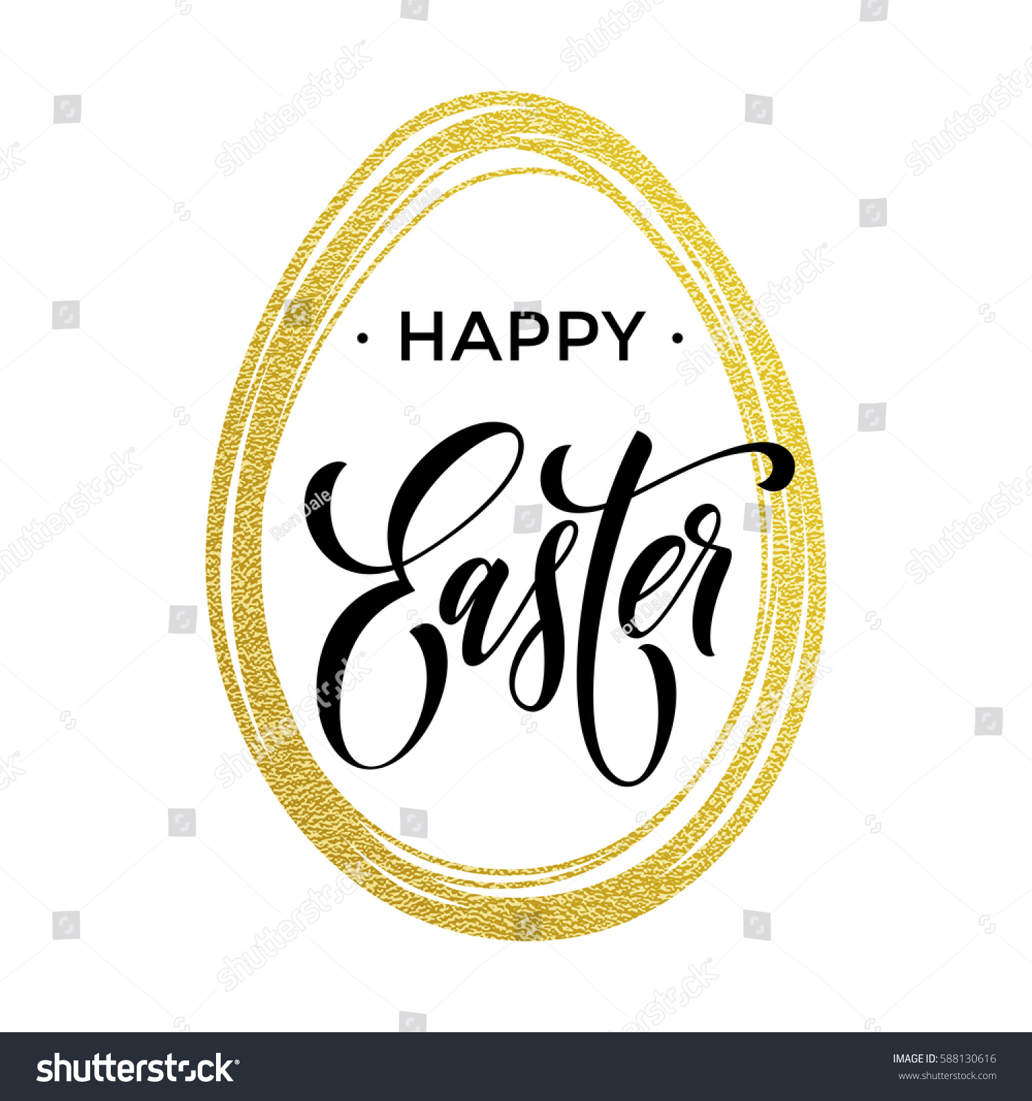 Happy Easter Text Lettering Gold Glitter Stock Vector (Royalty Free ...