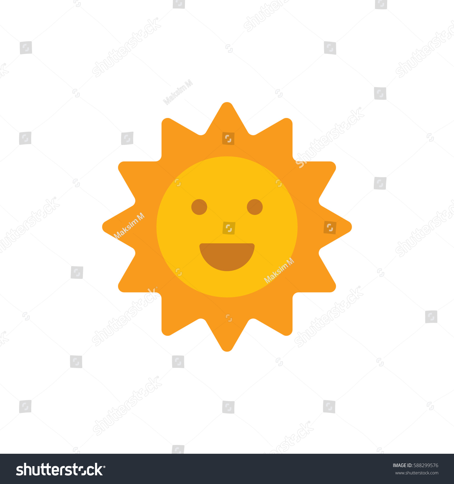 Vektor Stok Smiling Sun Emoji Icon Happy Sun Tanpa Royalti 588299576