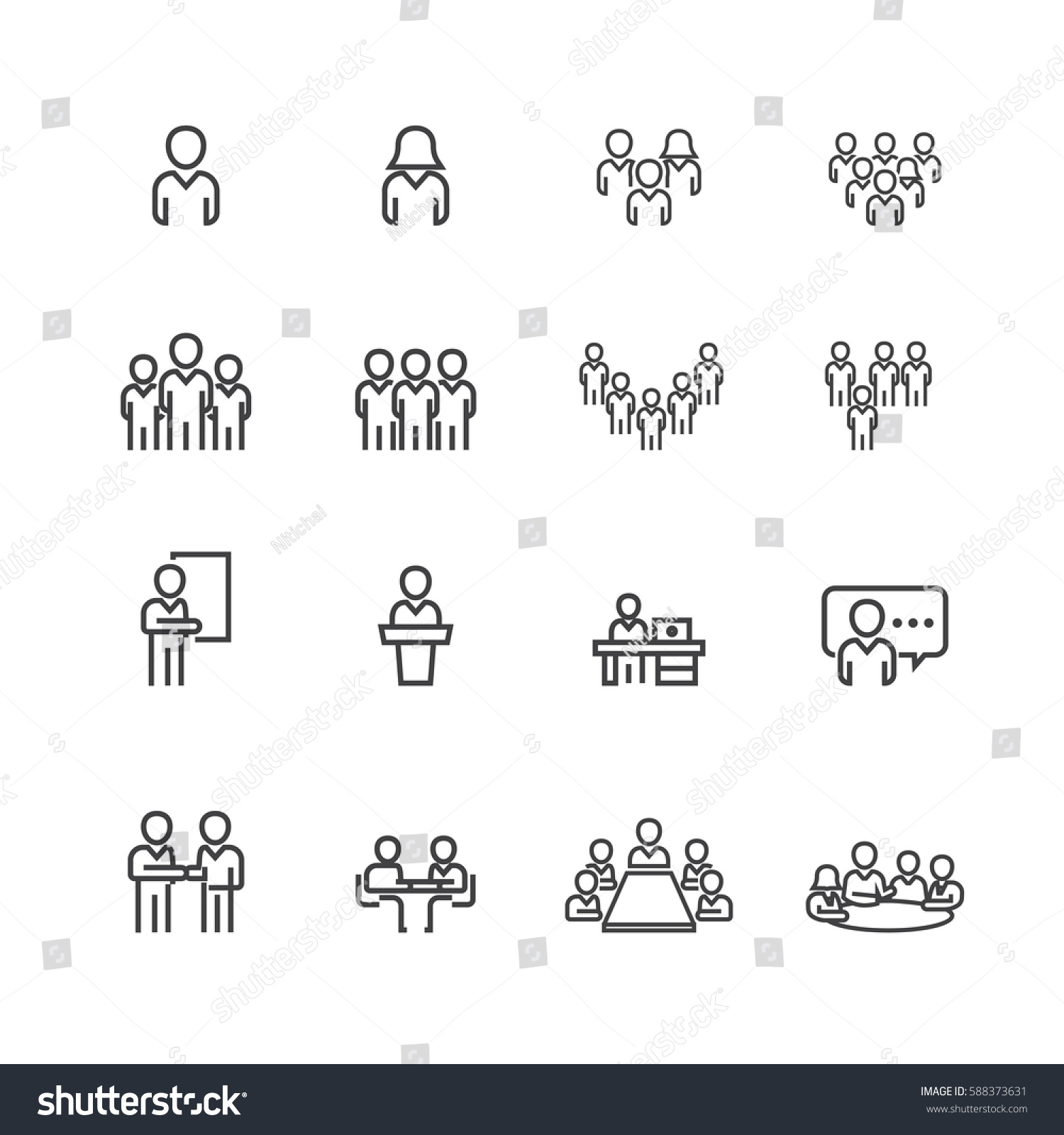 Business Meeting Set Iconsvector Stock Vector (Royalty Free) 588373631 ...