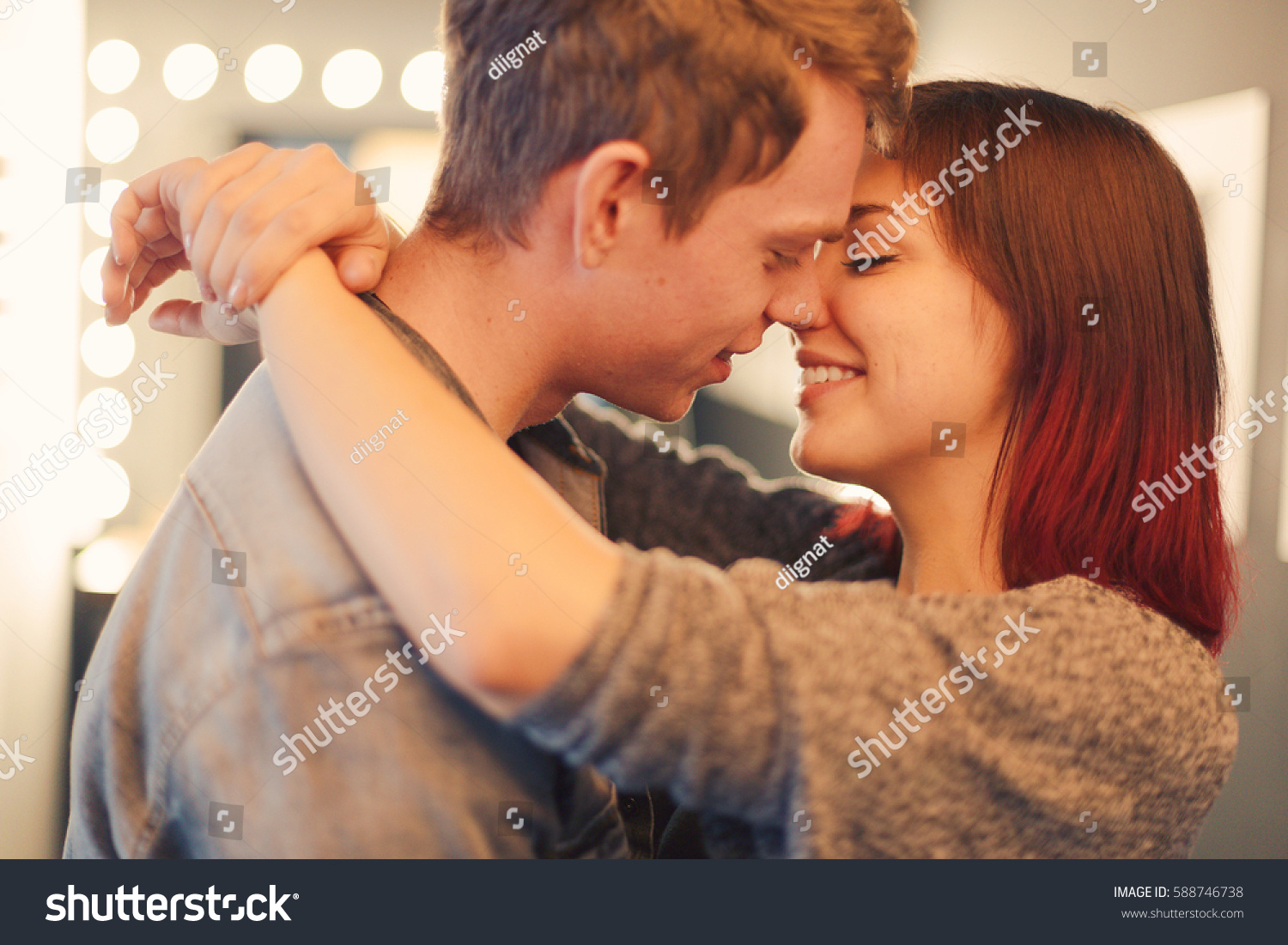 Romantic Couple Touching Kissing Each Other Stock Photo Shutterstock