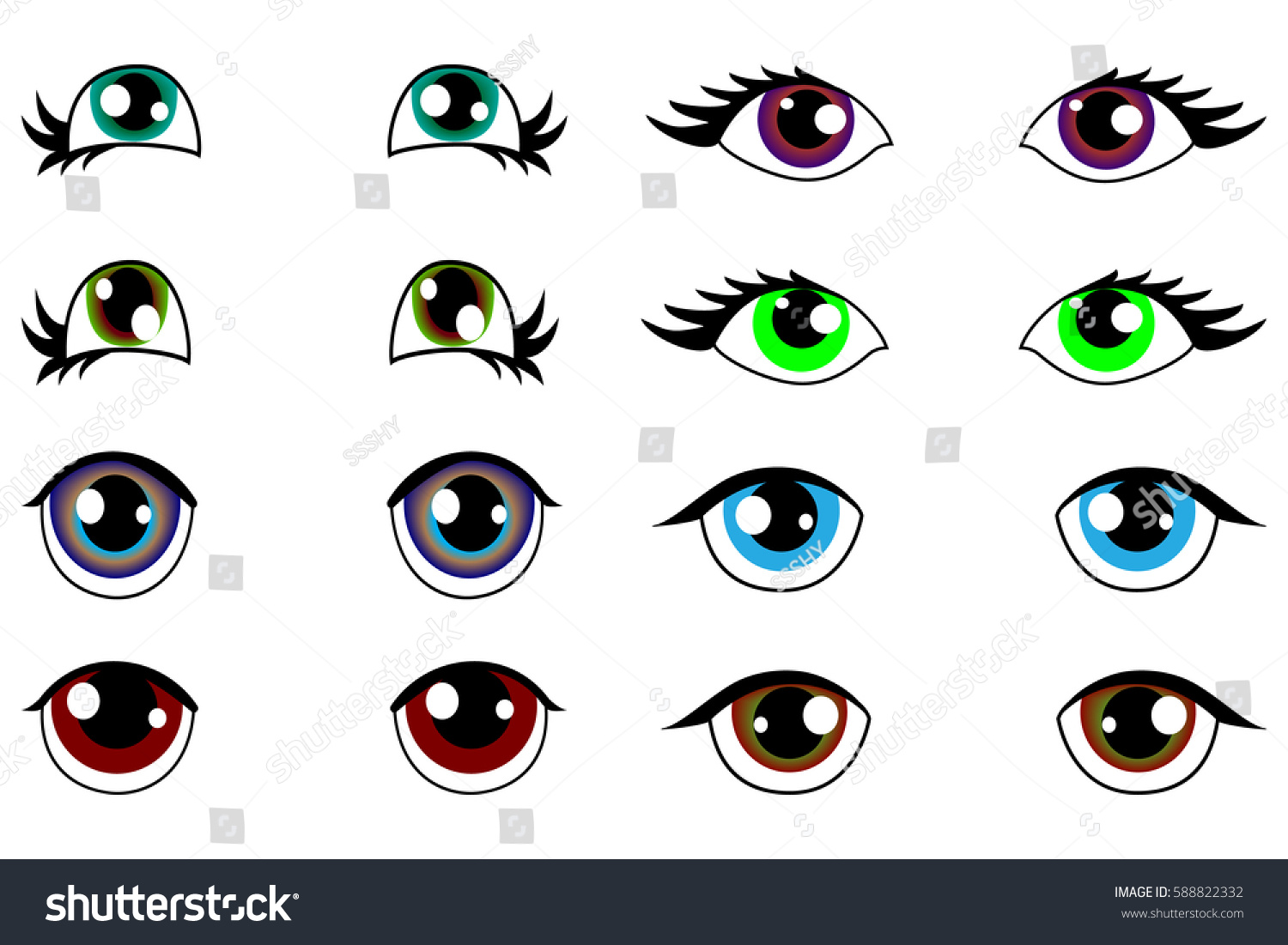 Anime Kawaii Set Eyes Different Emotions Stock Vector (Royalty Free ...