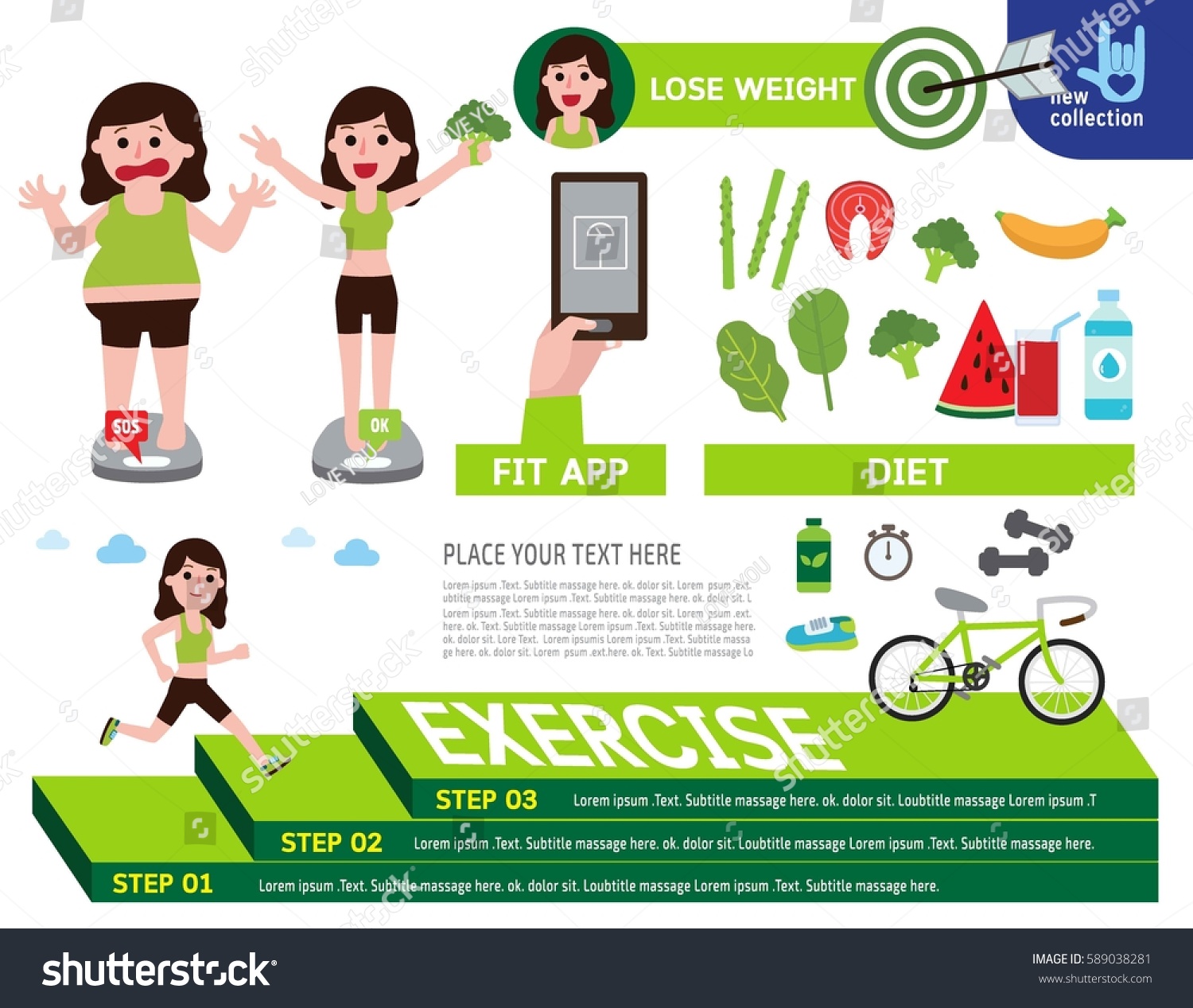 Lose Weight Infographic Element Banner Before Stock Vector (Royalty ...