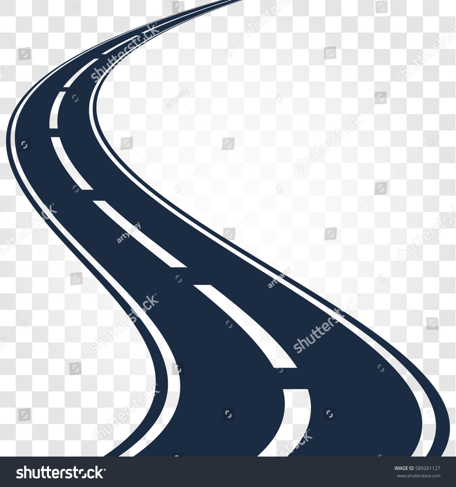 Isolated Black Color Road Highway Dividing Stock Vector (Royalty Free ...