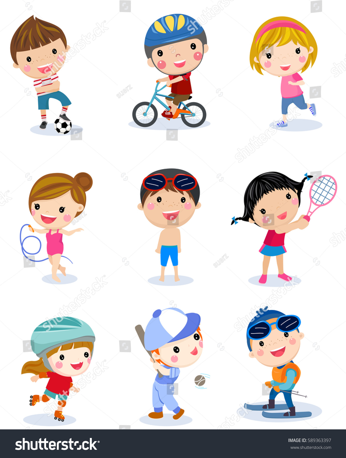 Group Sport Boys Girls Stock Vector (Royalty Free) 589363397 | Shutterstock