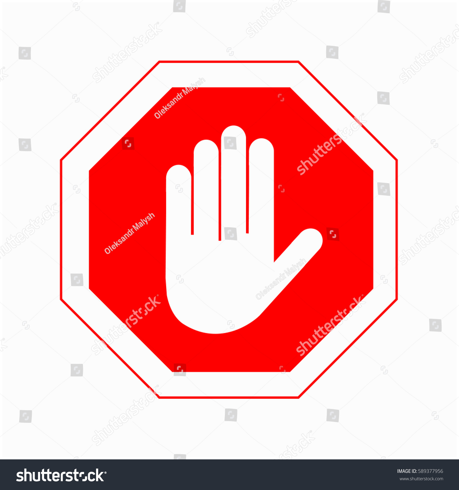 Stop No Entry White Hand Sign Stock Vector (Royalty Free) 589377956 ...