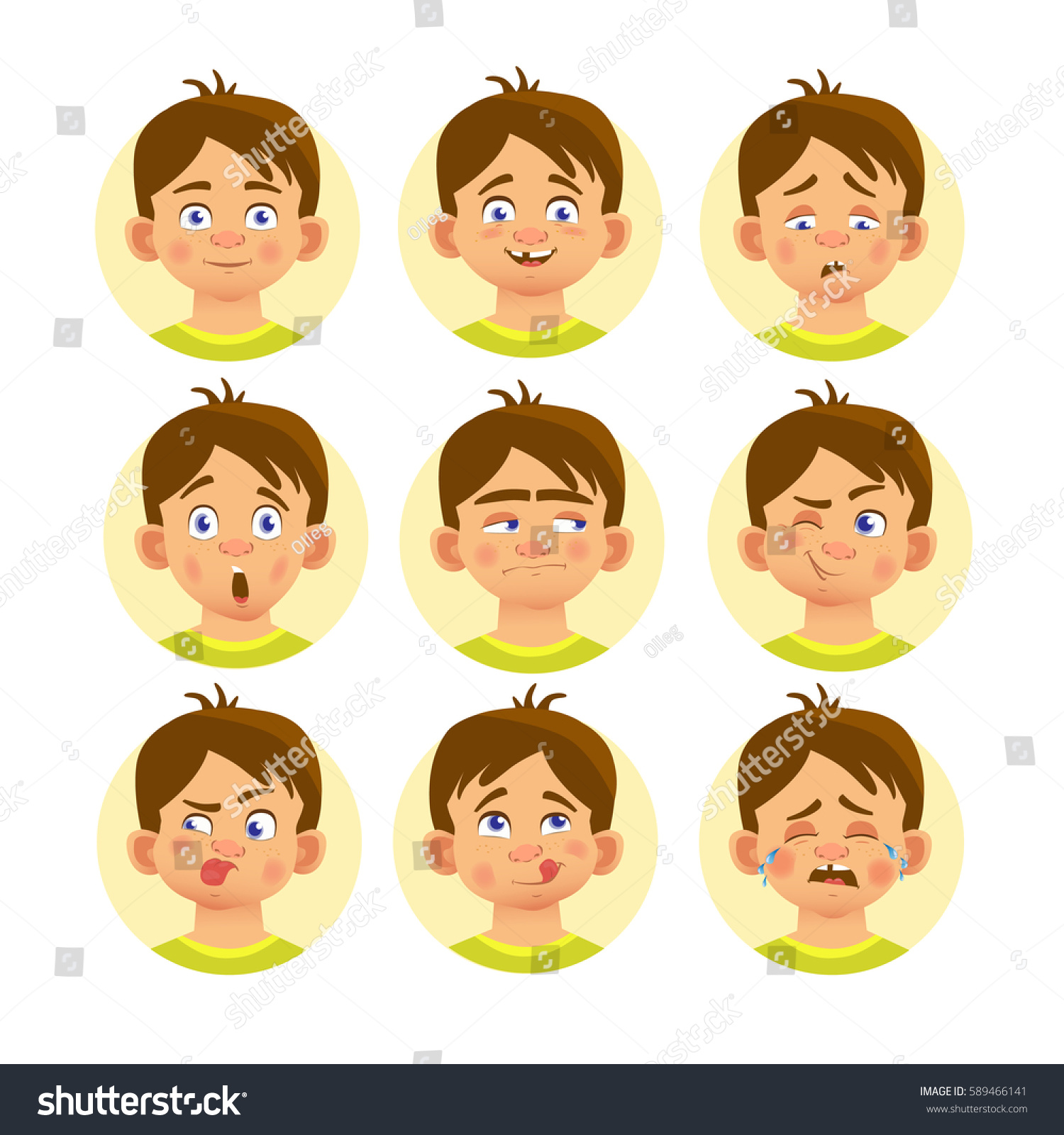 Set Different Characters Children Set Emoticons Stock Vector (Royalty ...