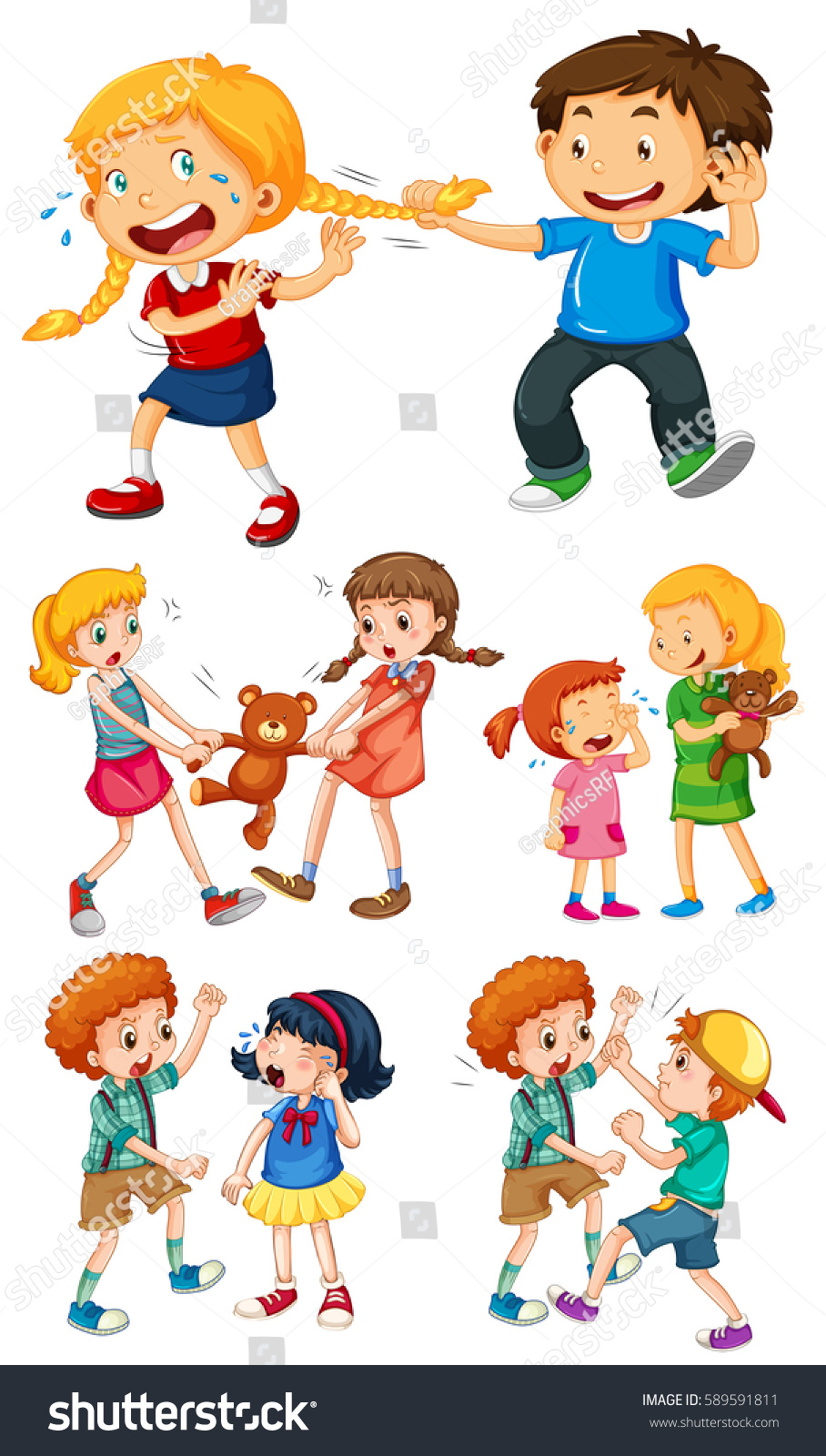 Big Kids Fighting Little Kids Illustration Stock Vector (Royalty Free ...