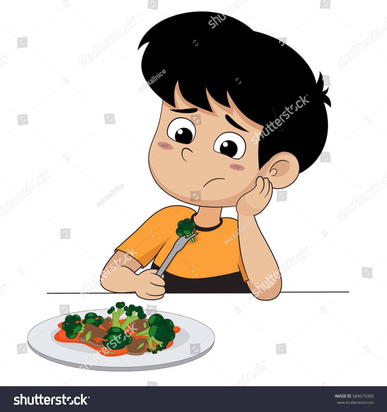 Kid Sad His Broccolivector Illustration Stock Vector (Royalty Free ...