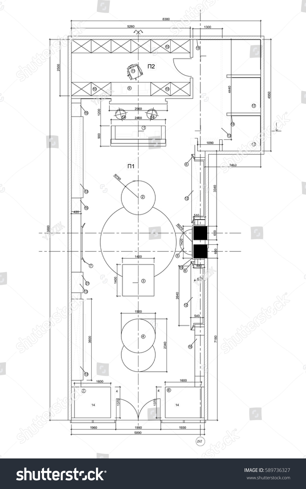 Standard Furniture Symbols Used Architecture Plans Stock Vector 