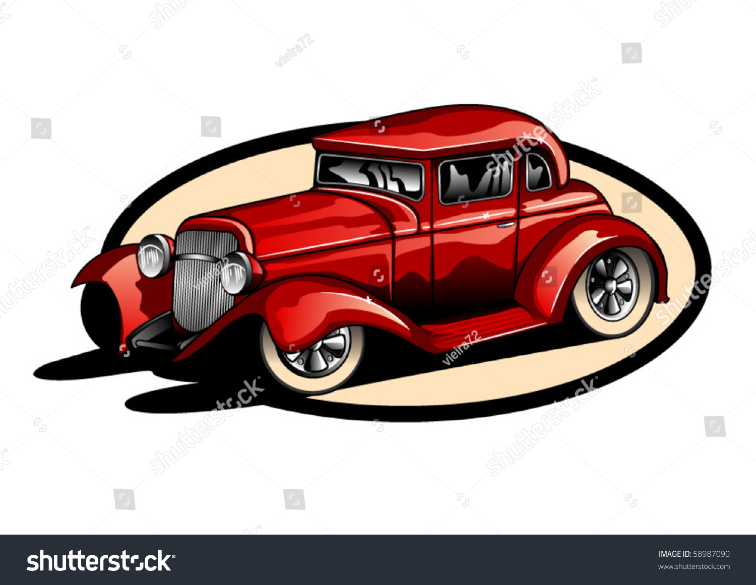 Red Hot Rod Hand Drawn Stock Vector (Royalty Free) 58987090 | Shutterstock