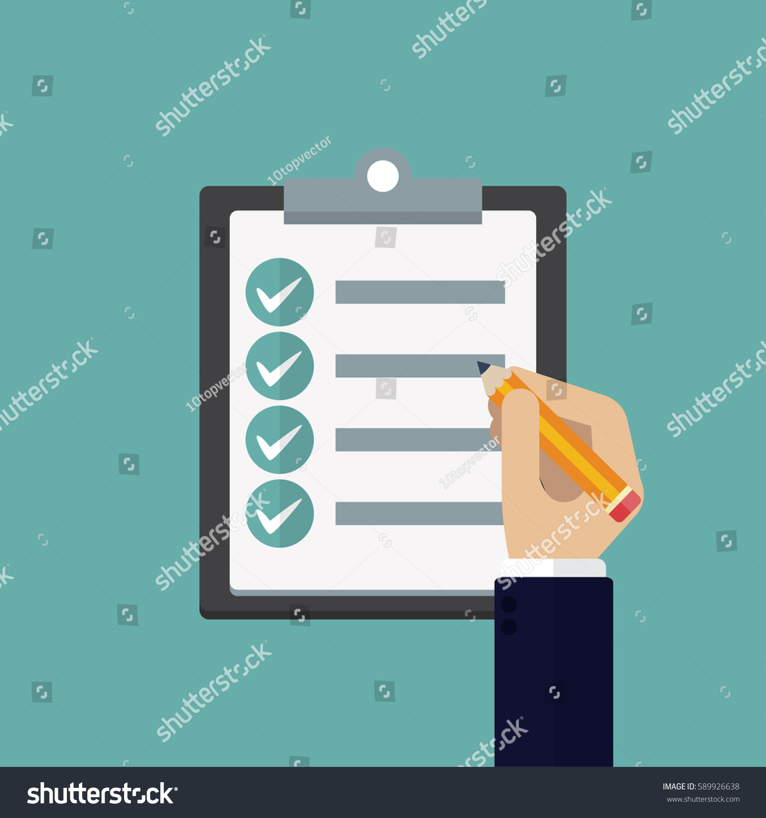 Clipboard Checklist Productivity Hand Check Flat Stock Vector (Royalty ...