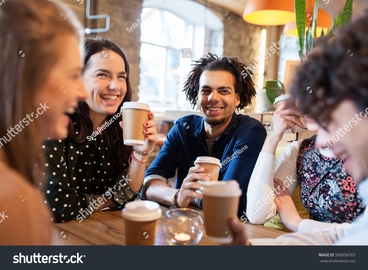 Leisure Drinks People Communication Concept Happy Stock Photo 590056703 ...