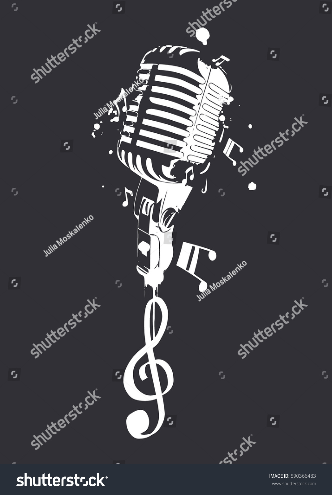 Vintage Microphone Notes Vector Illustration Stock Vector (Royalty Free ...