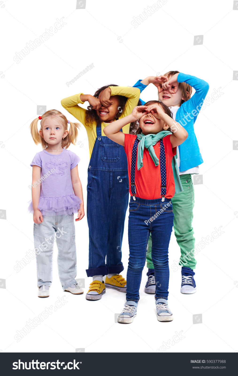 Studio Portrait Children Against White Background Stock Photo 590377988 ...