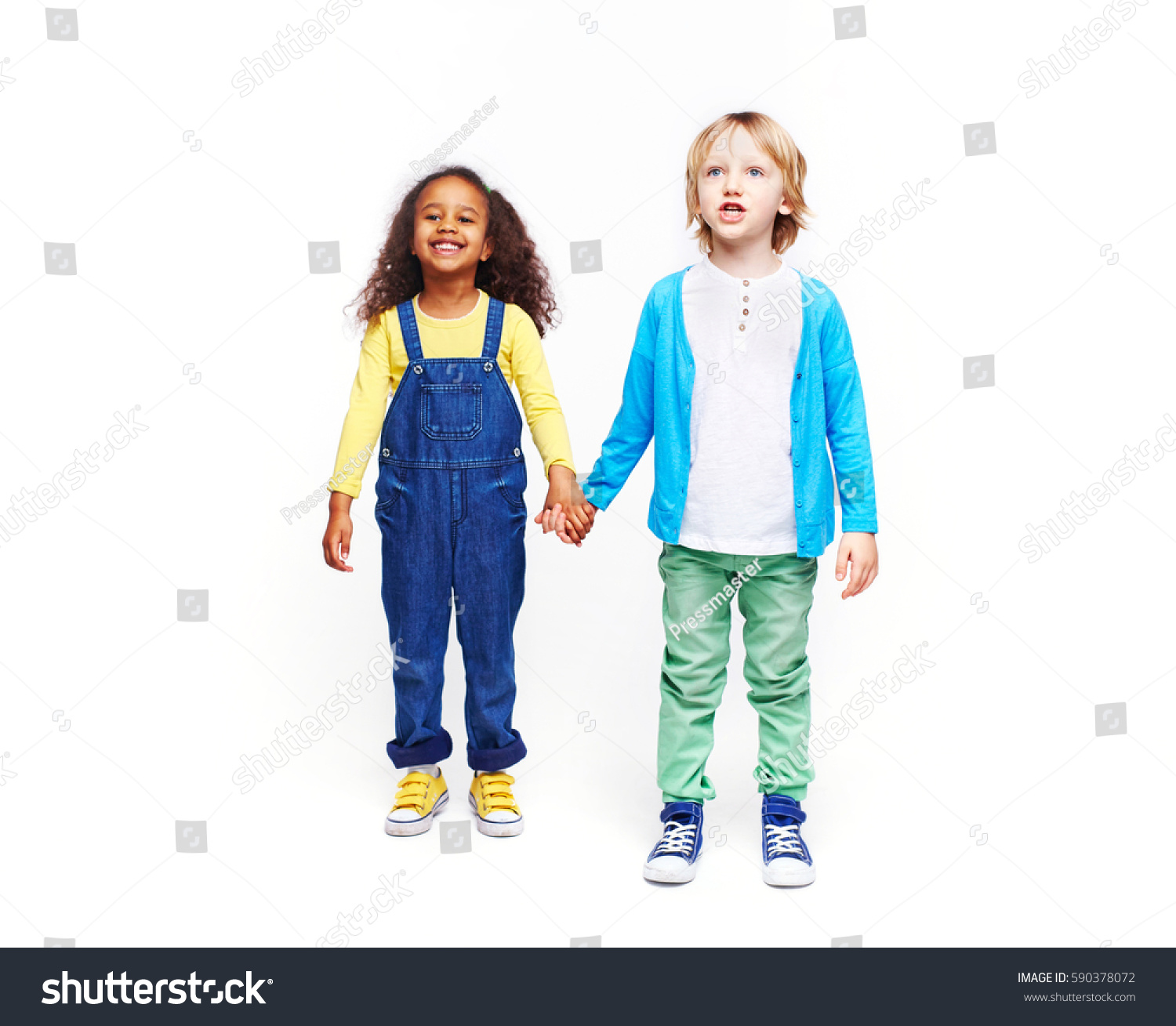 Studio Portrait Children Against White Background Stock Photo 590378072 ...