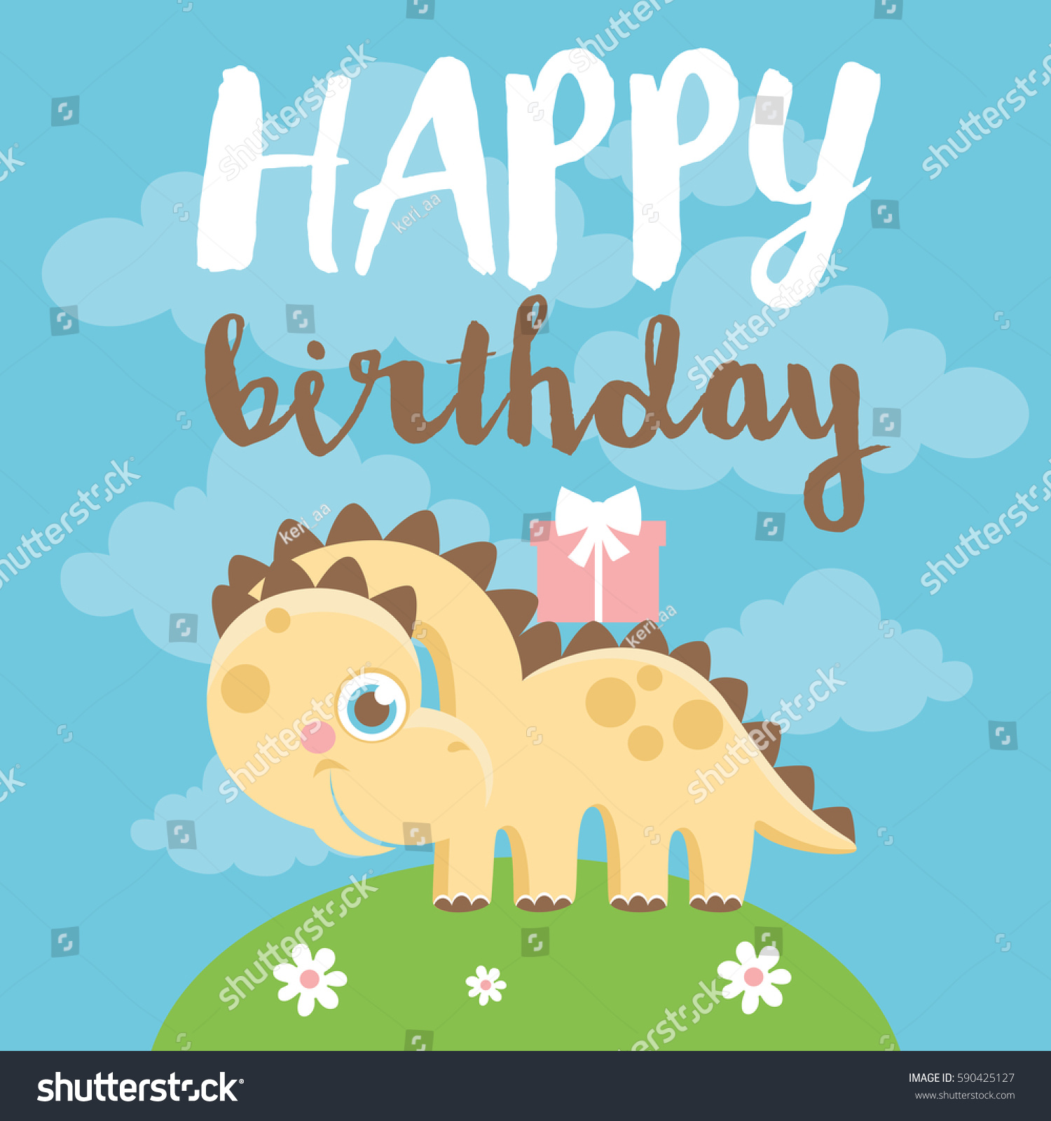 Fun Birthday Card Baby Dino Vector Stock Vector (Royalty Free ...