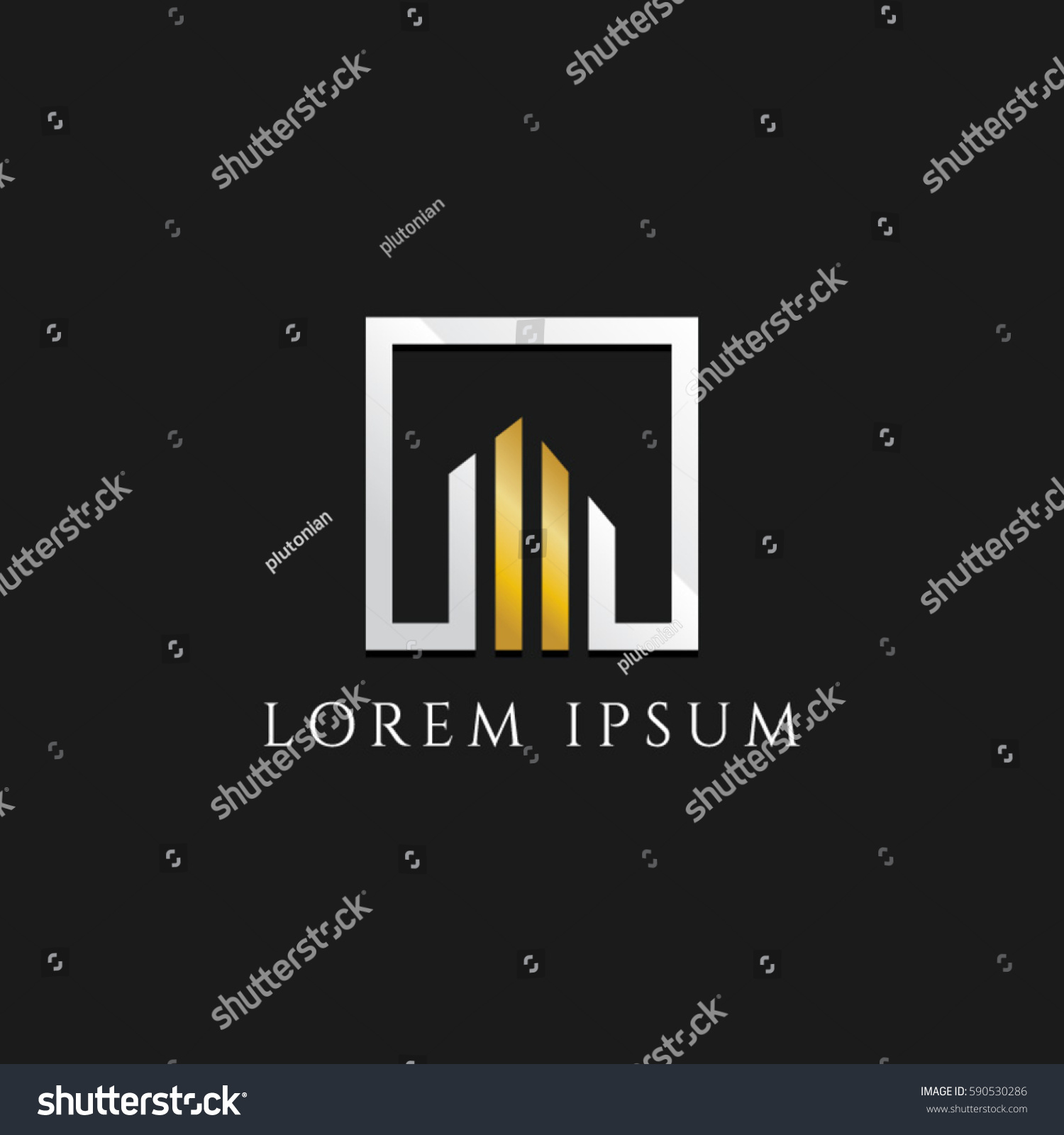 Square Goldsilver Property Logo Stock Vector (royalty Free) 590530286 