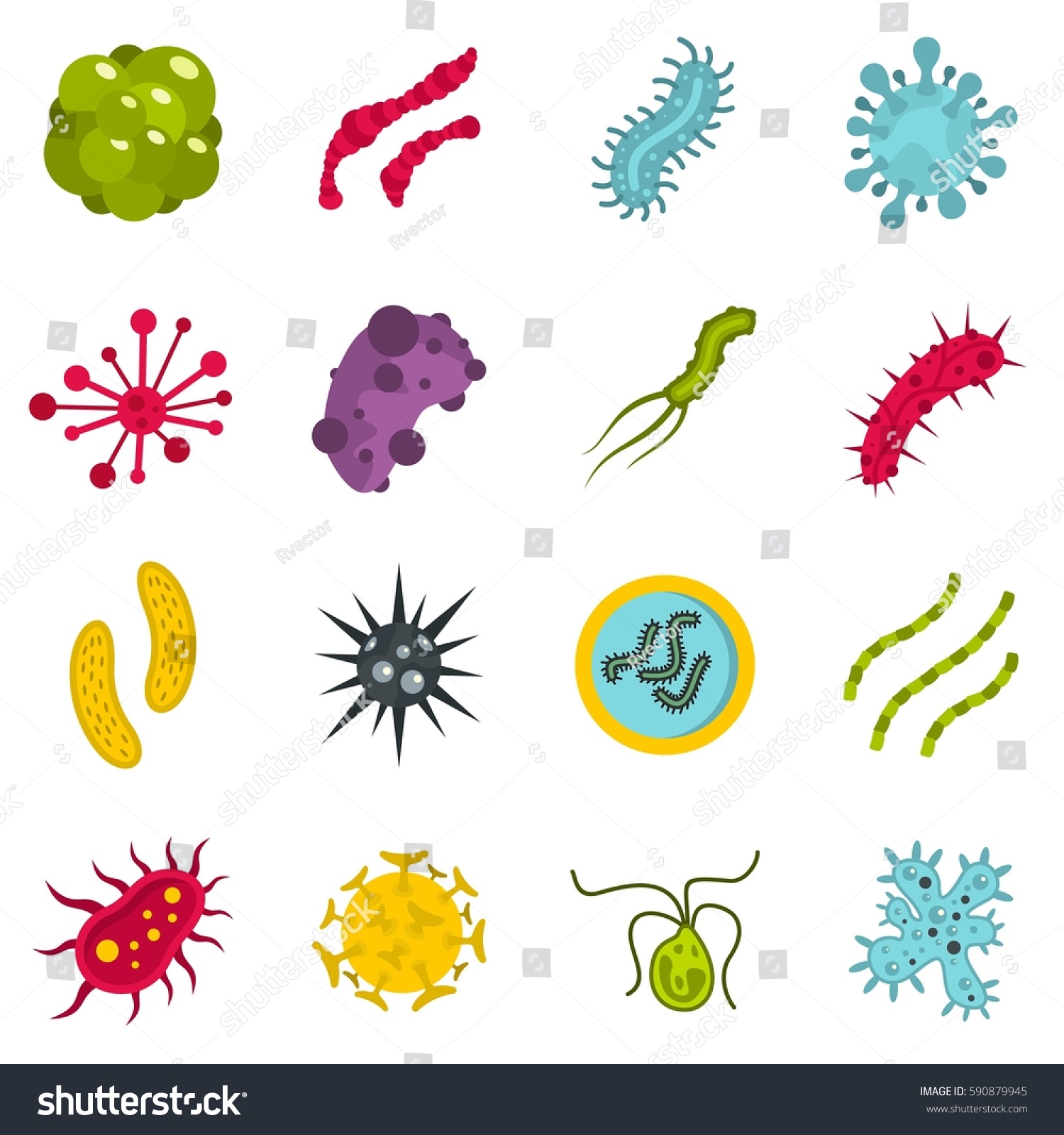 Virus Bacteria Cancer Cell Set Icons Stock Vector (Royalty Free ...