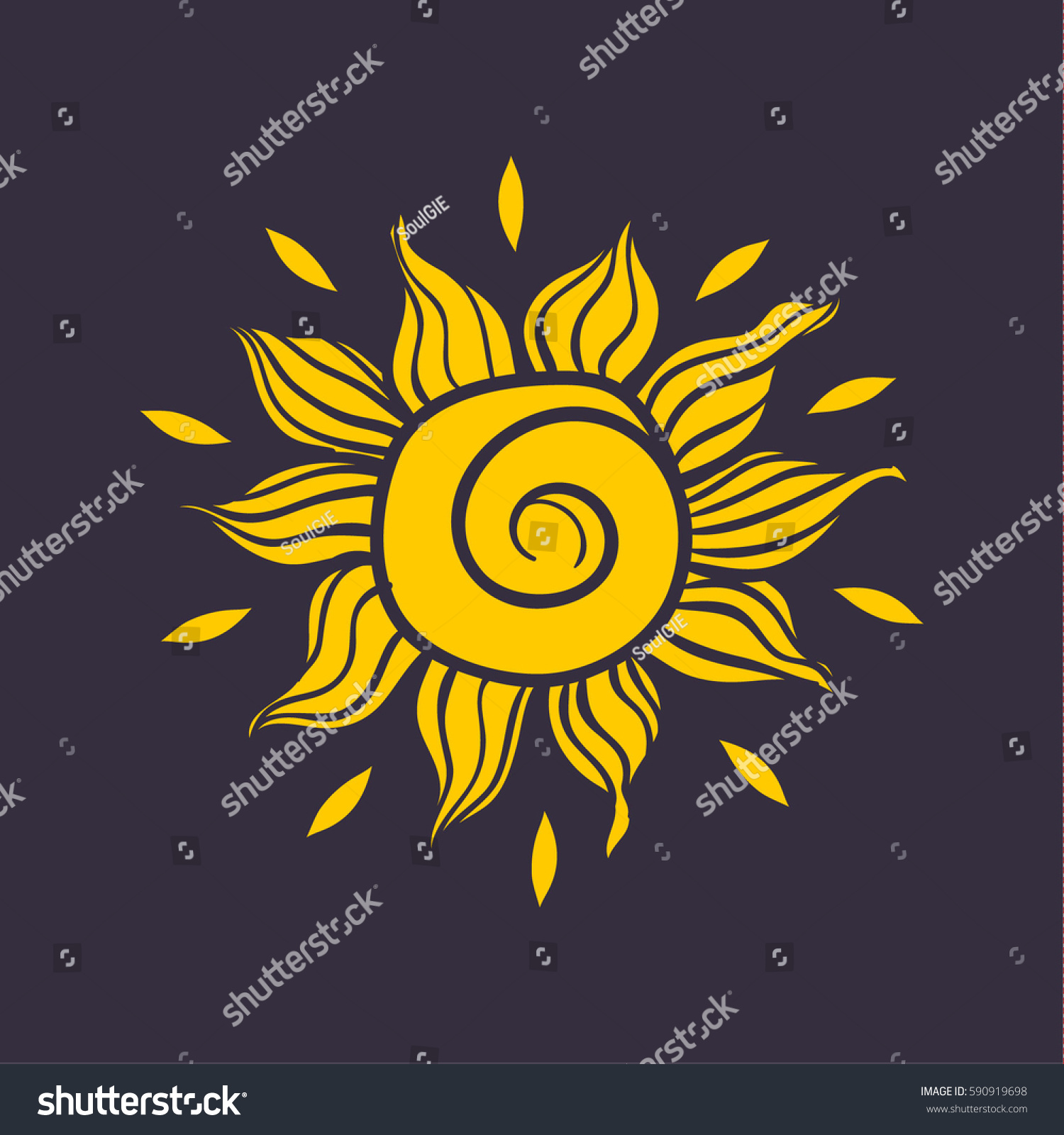 Cute Cartoon Sun Vector Sun Doodle Stock Vector (Royalty Free ...