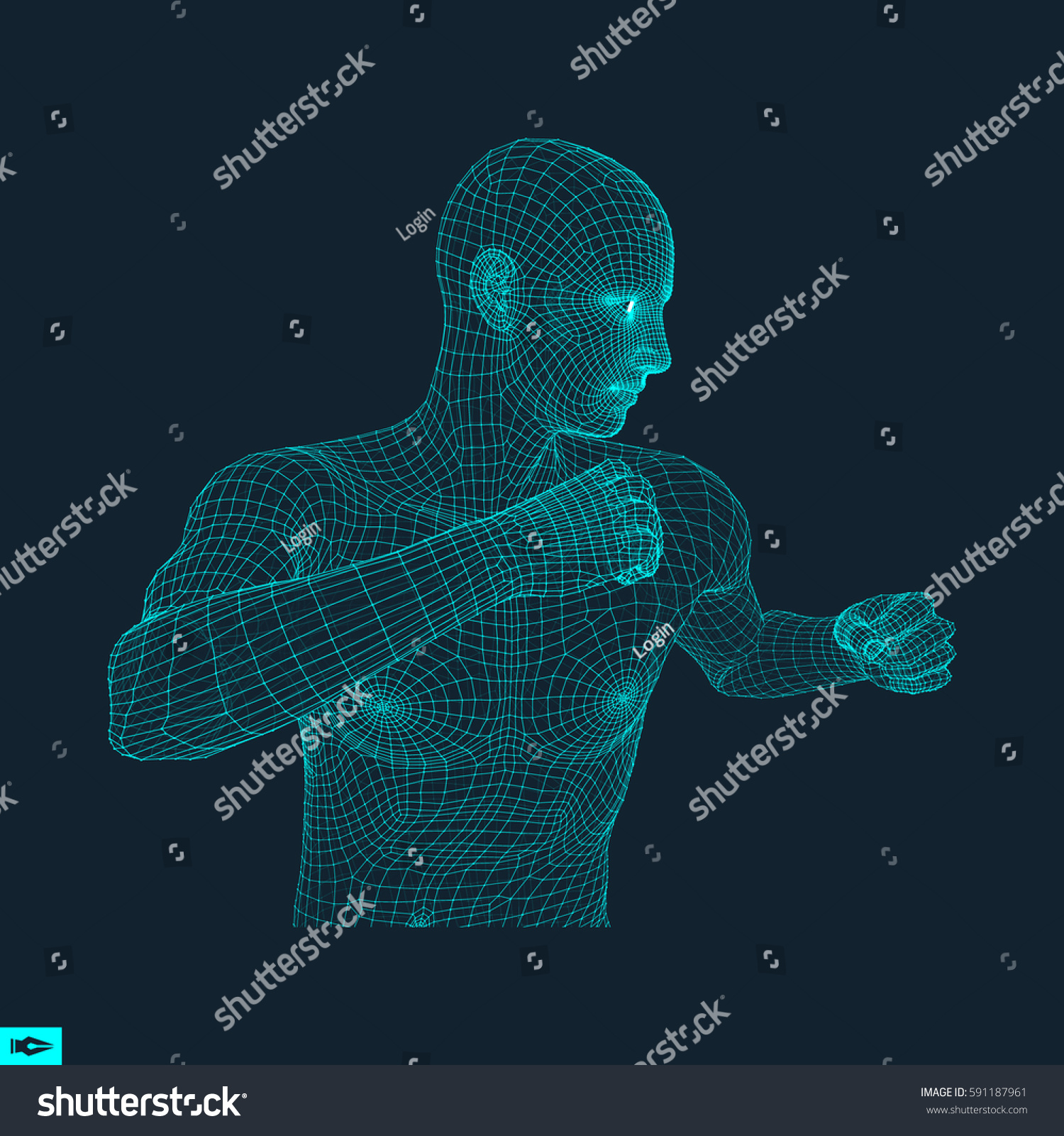 Boxer Fighting Man 3d Model Man Stock Vector (Royalty Free) 591187961 ...