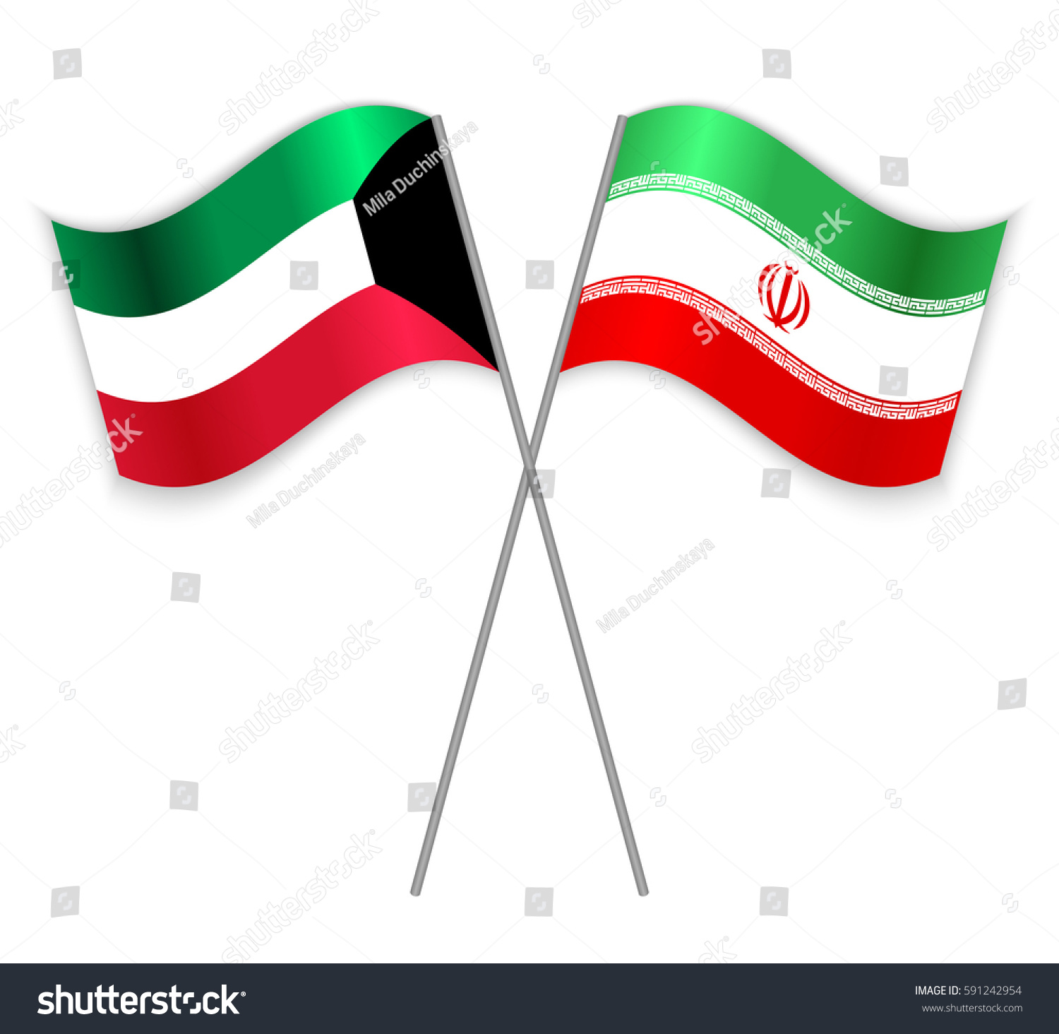 Kuwaiti Iranian Crossed Flags Kuwait Combined Stock Vector Royalty Free 591242954 Shutterstock 