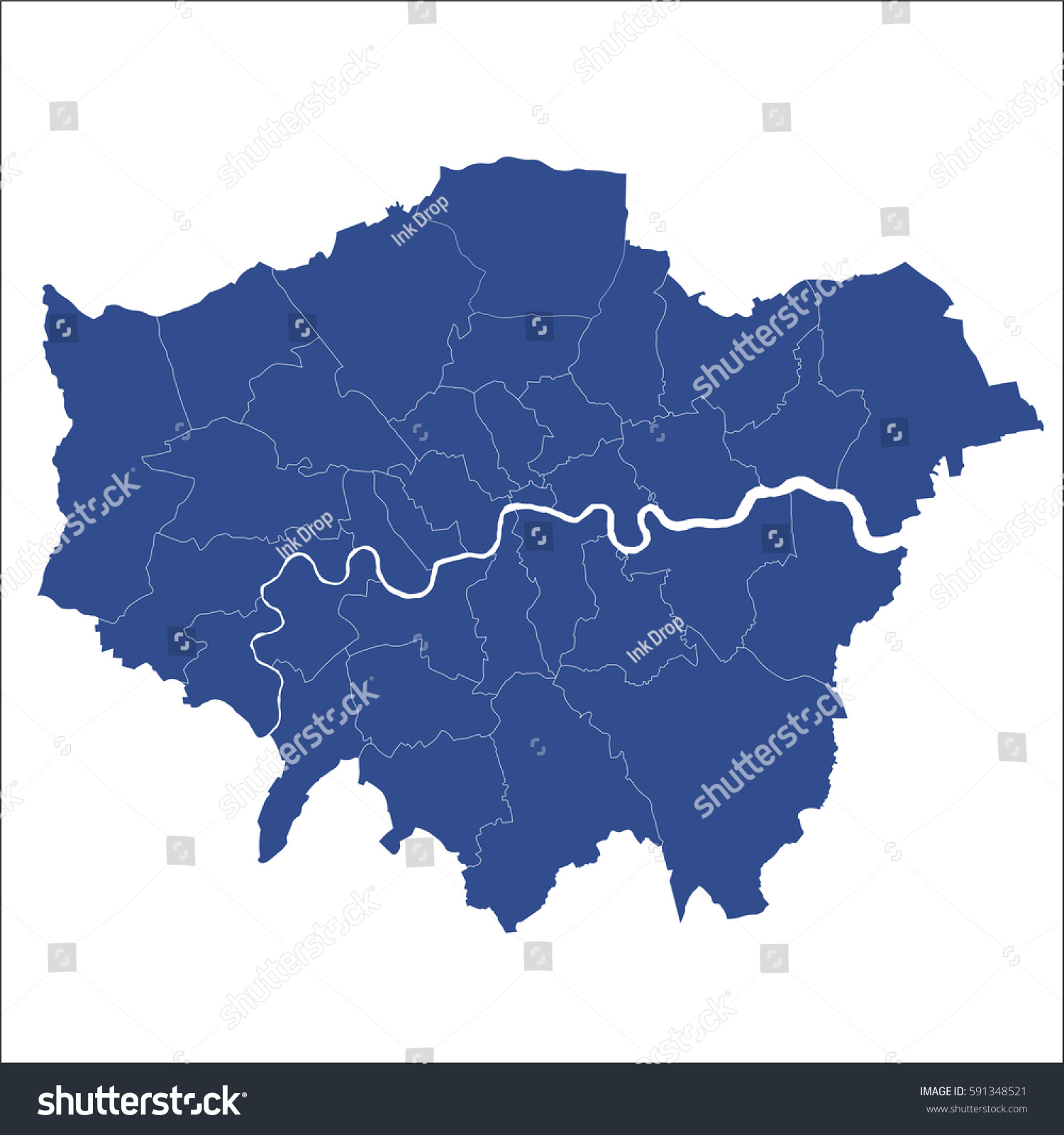 Greater London Map Showing All Boroughs Stock Vector (Royalty Free ...