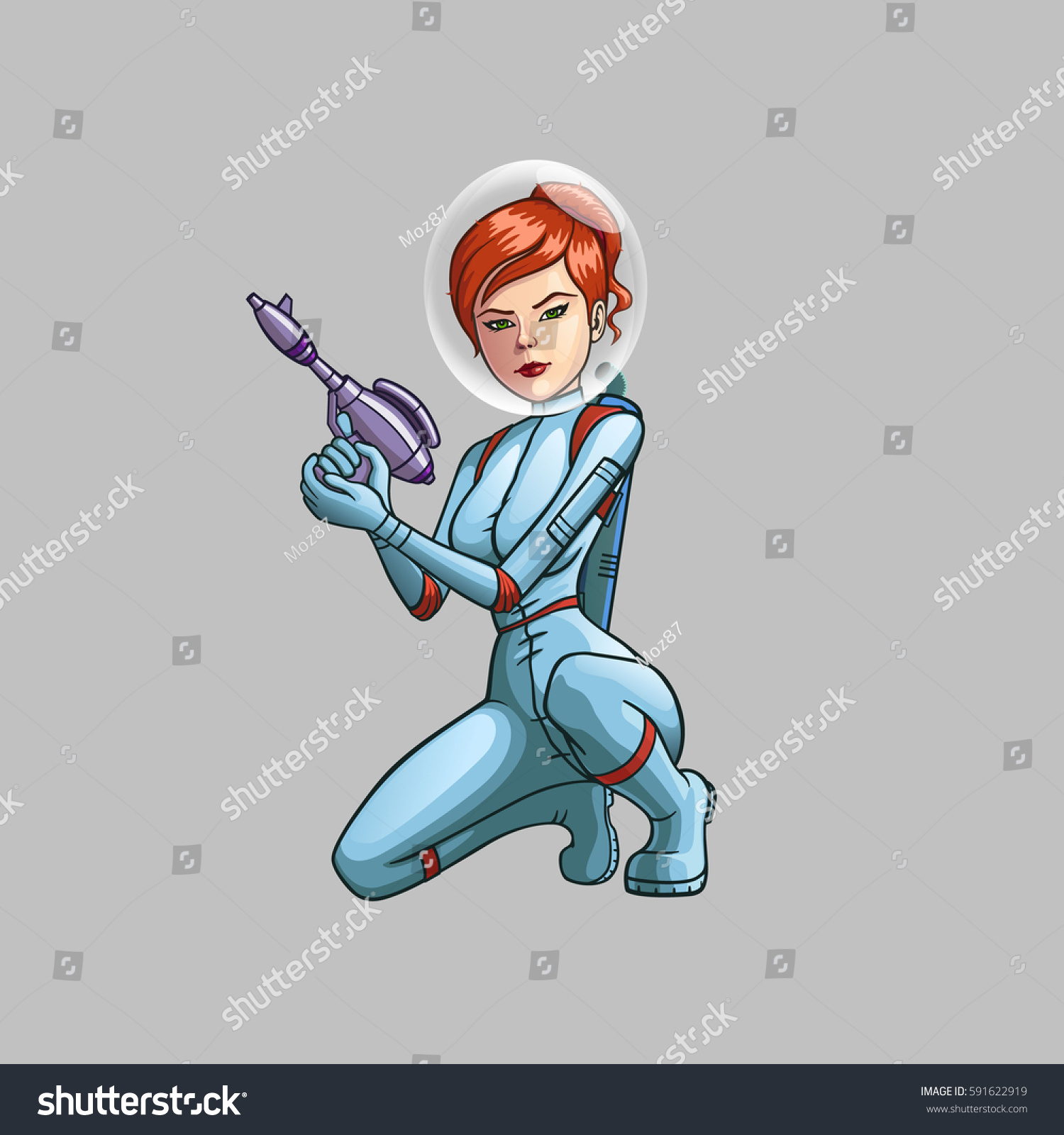 Illustration Girl Spacesuit Blaster Space Woman Stock Vector Royalty Free Shutterstock