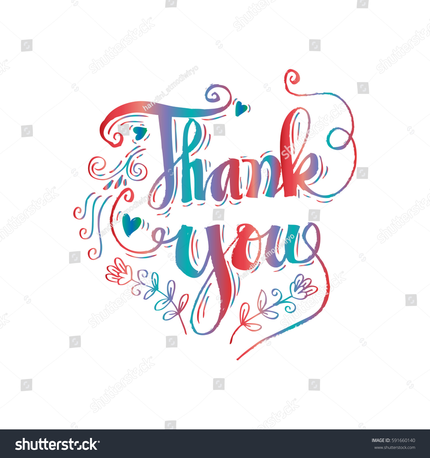 Thank You Hand Lettering Stock Vector (Royalty Free) 591660140 ...