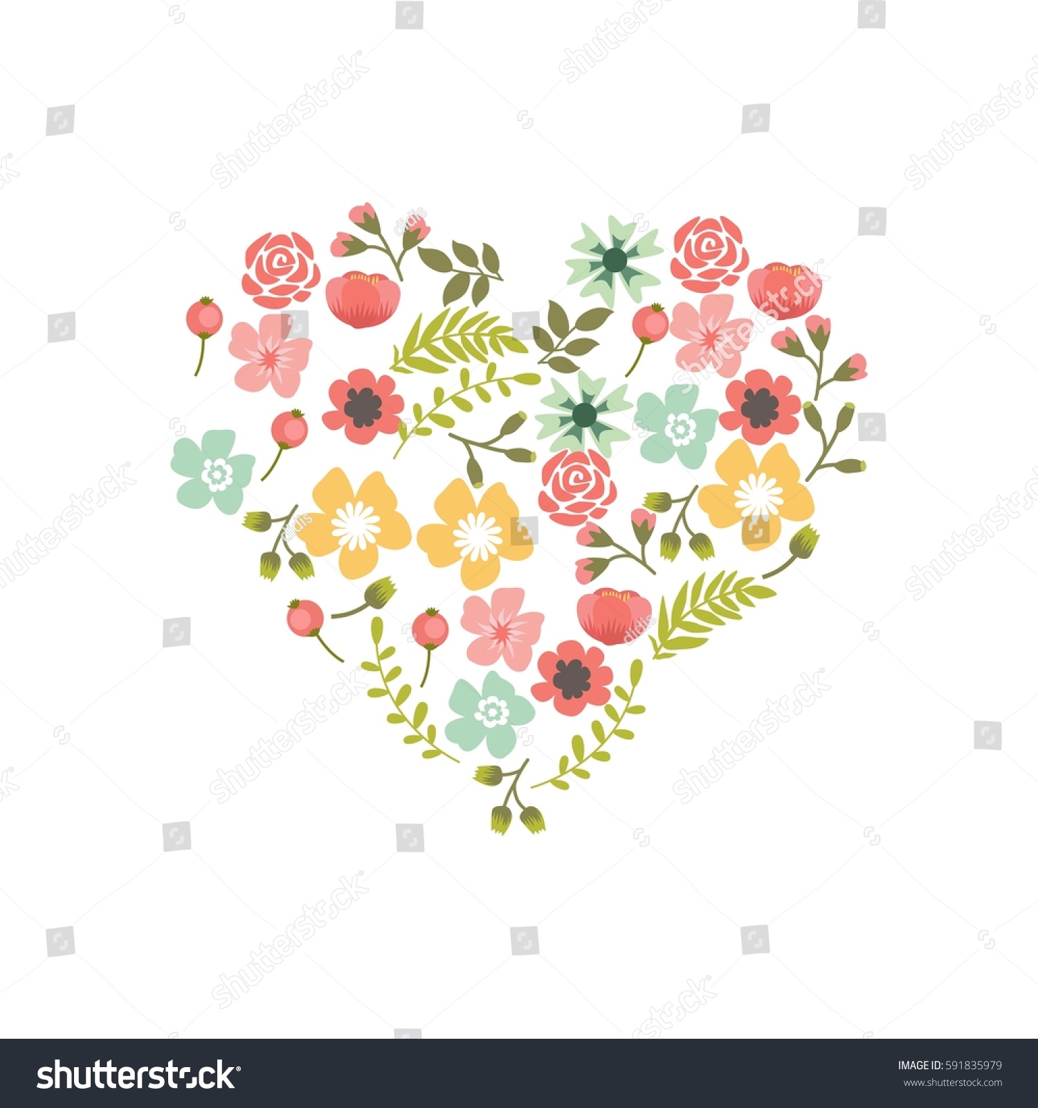 Cute Romantic Floral Wreath Design Floral Stock Vector (Royalty Free ...