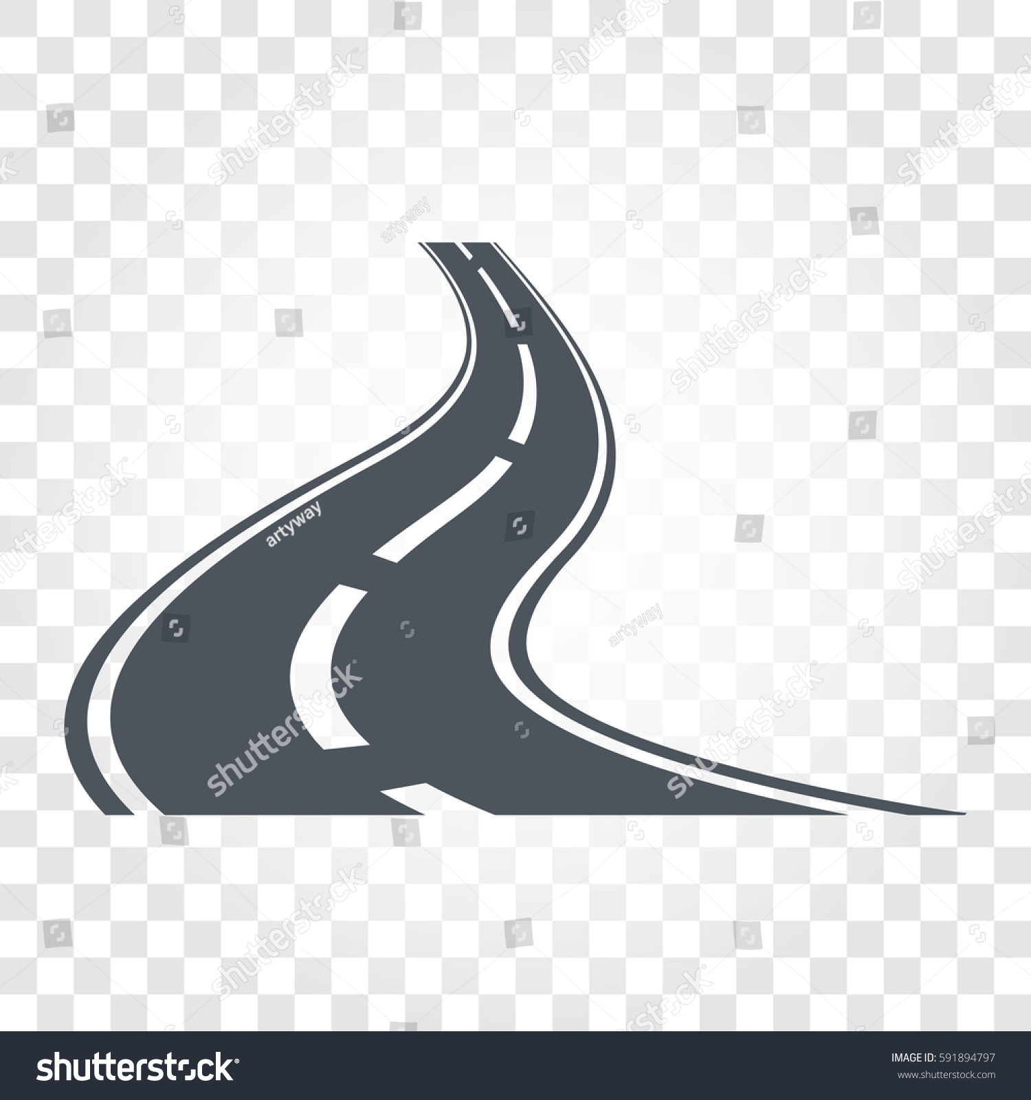 Isolated Black Color Road Highway Dividing Stock Vector (royalty Free 