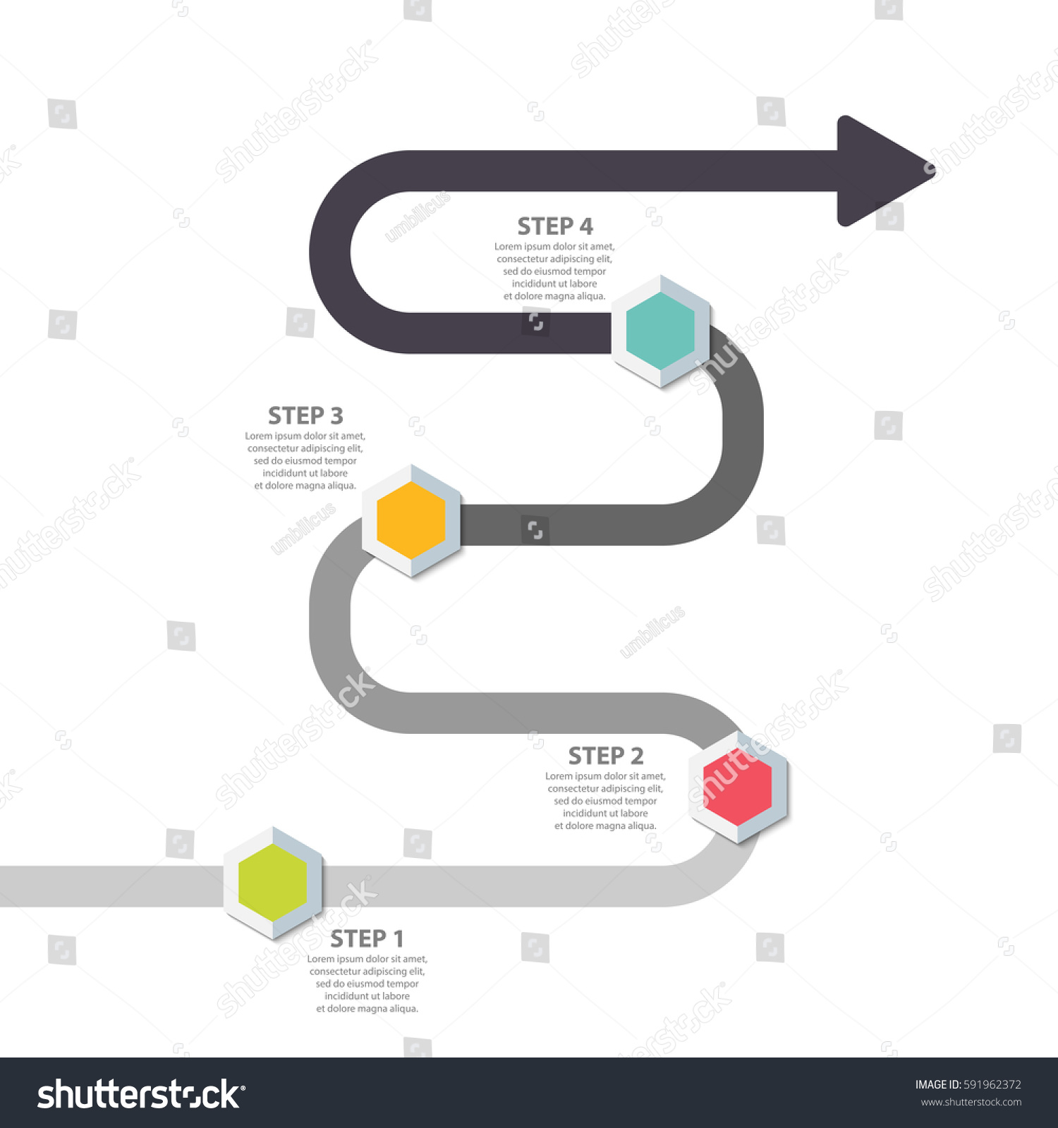 Infographic Template Four Steps Arrow Concept Stock Vector (Royalty ...