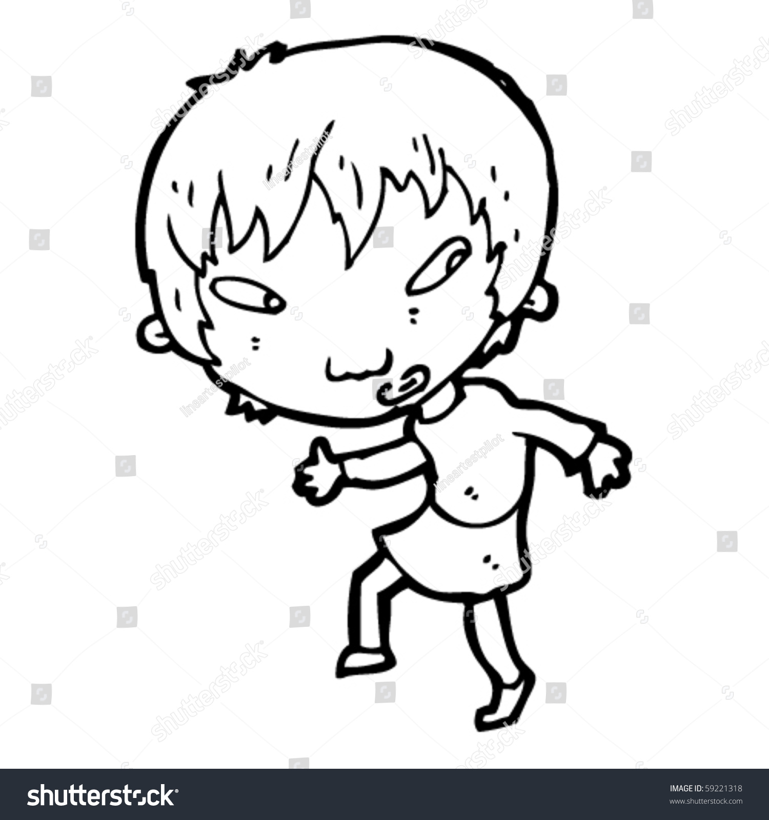 Cautious Girl Cartoon Stock Vector (Royalty Free) 59221318 | Shutterstock