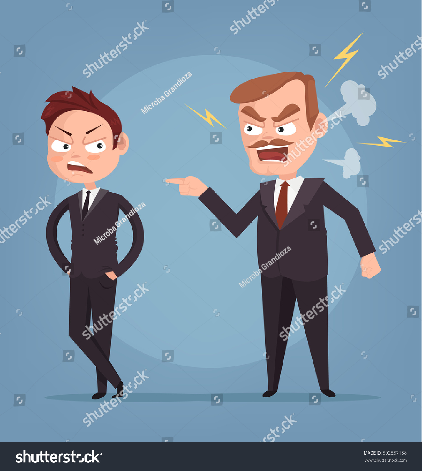 Angry Boss Character Yelling Worker Vector Stock Vector (Royalty Free ...