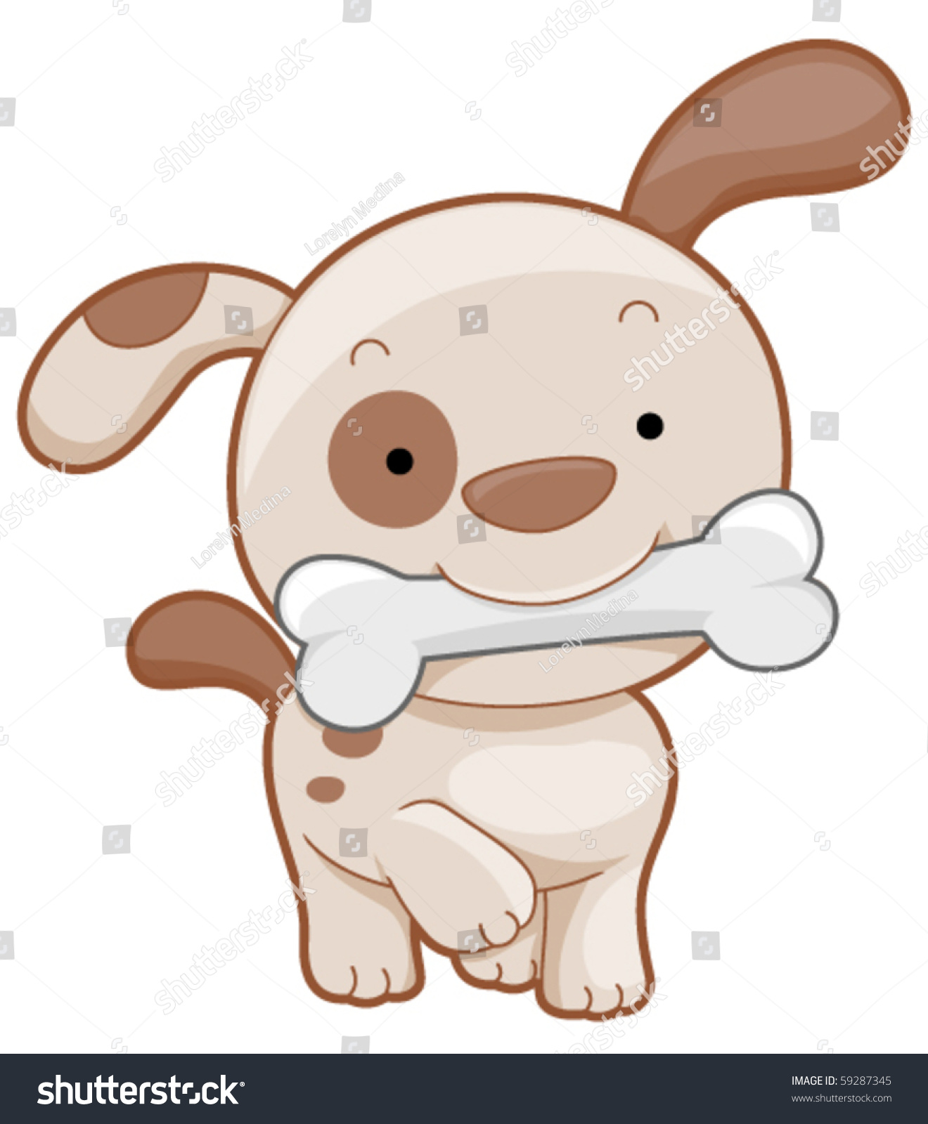 Cute Chubby Dog Carrying Bone Teeth Stock Vector (Royalty Free ...