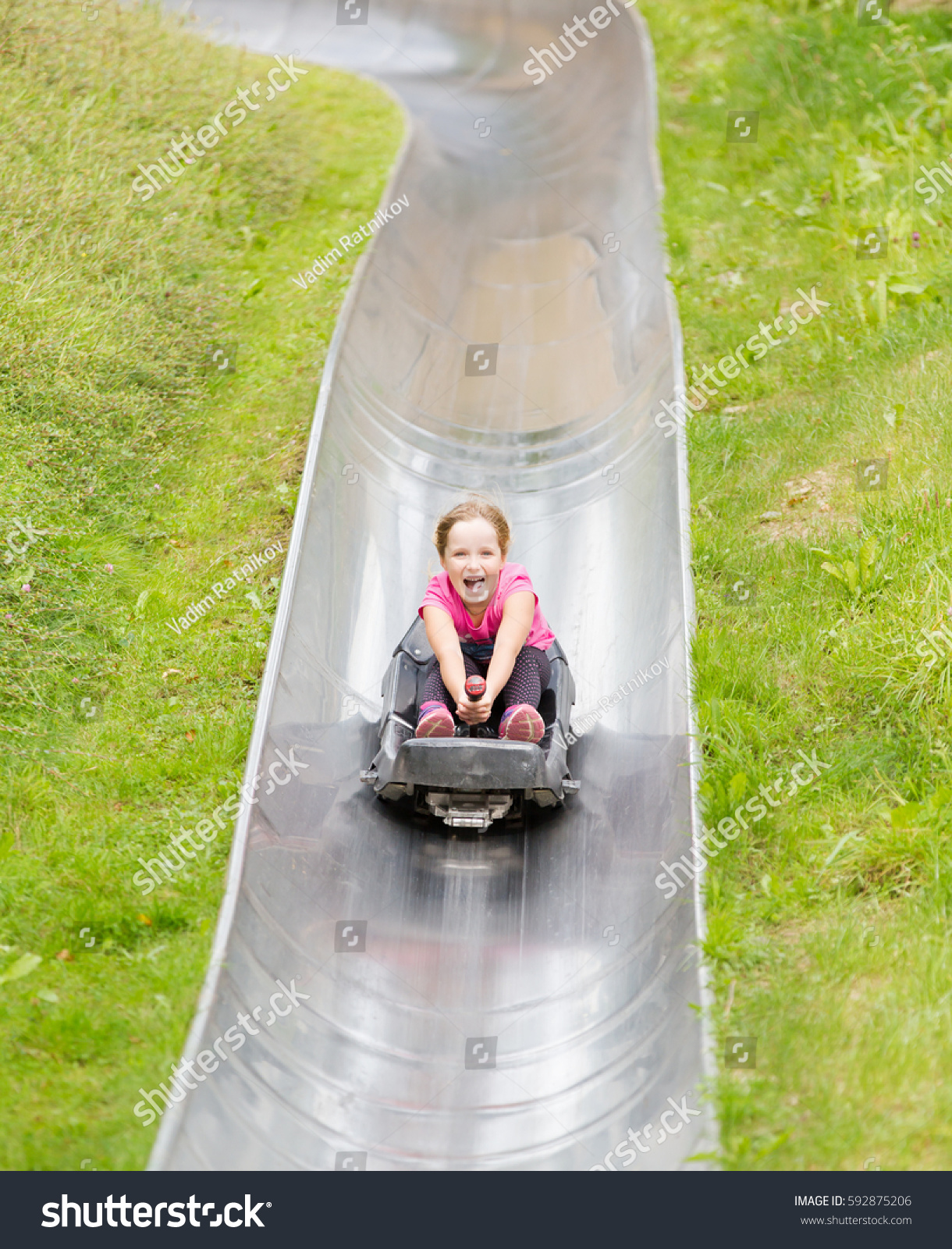 Summer Bobsled Track Happy Girl Having Stock Photo 592875206 | Shutterstock