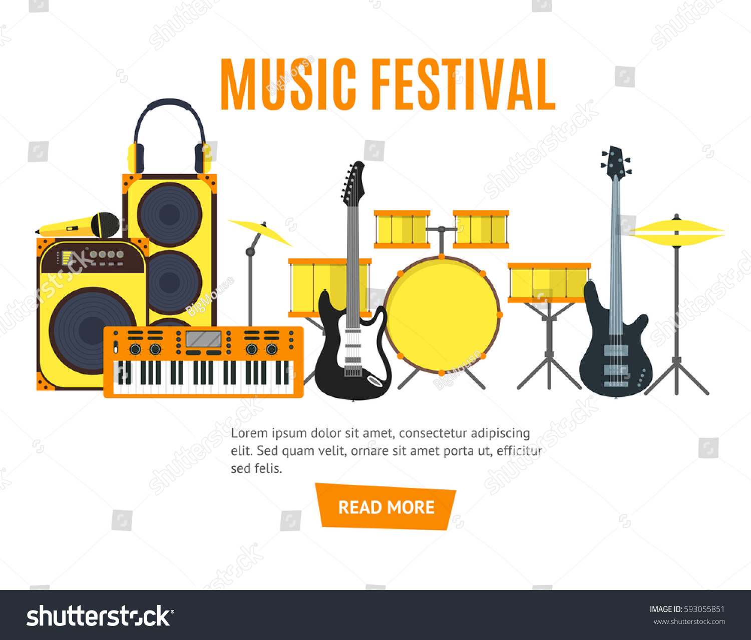 Musical Instruments Music Tools Banner Flat Stock Illustration ...