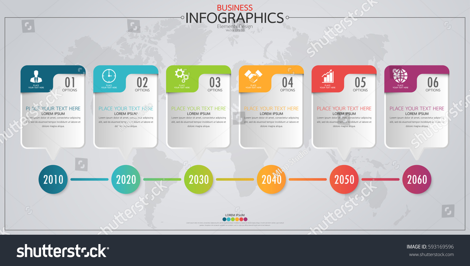 Infographic Business Horizontal Timeline Process Chart Stock Vector ...