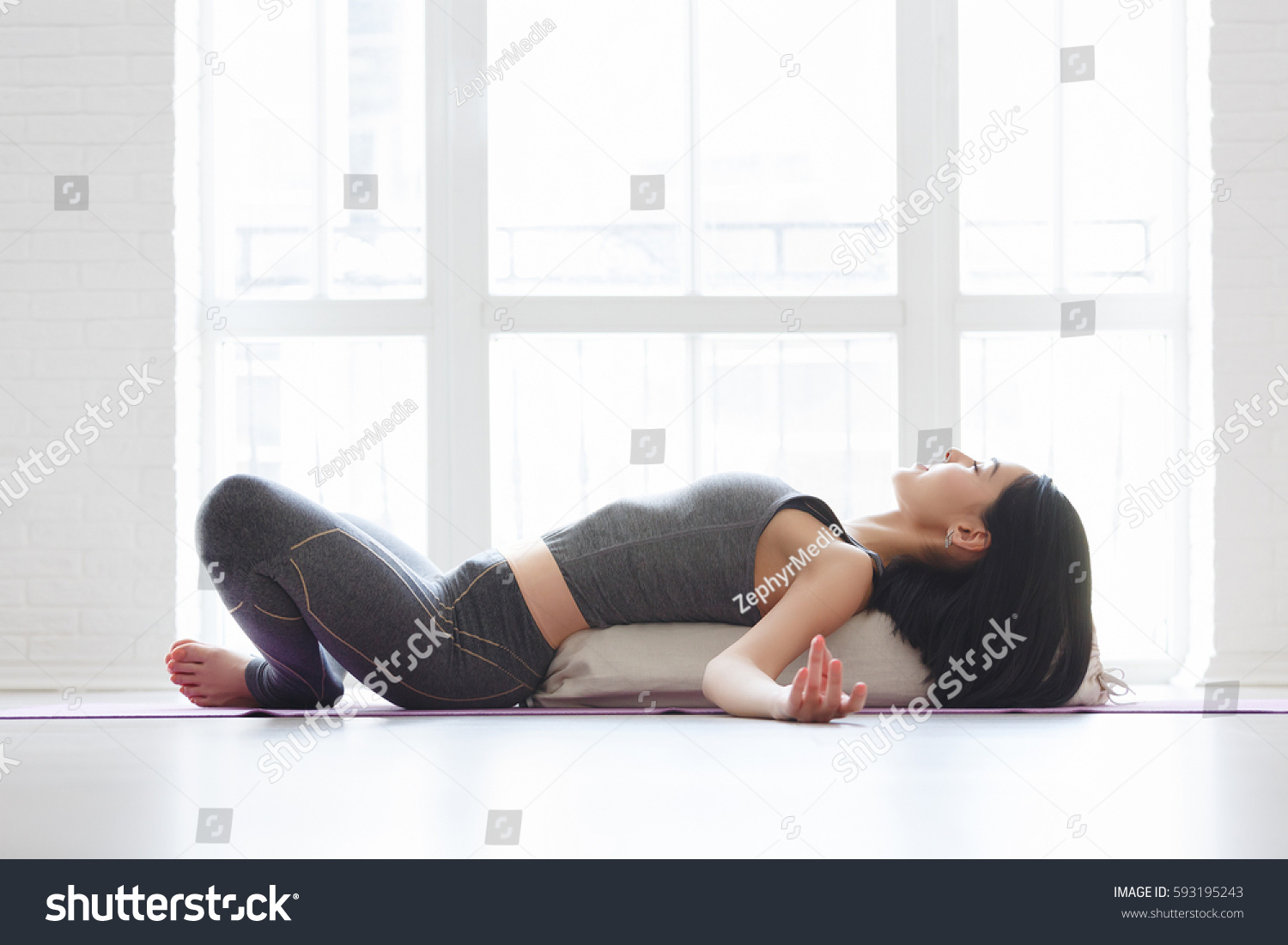 Beautiful Young Yoga Girl Lying Asana Stock Photo 593195243 | Shutterstock